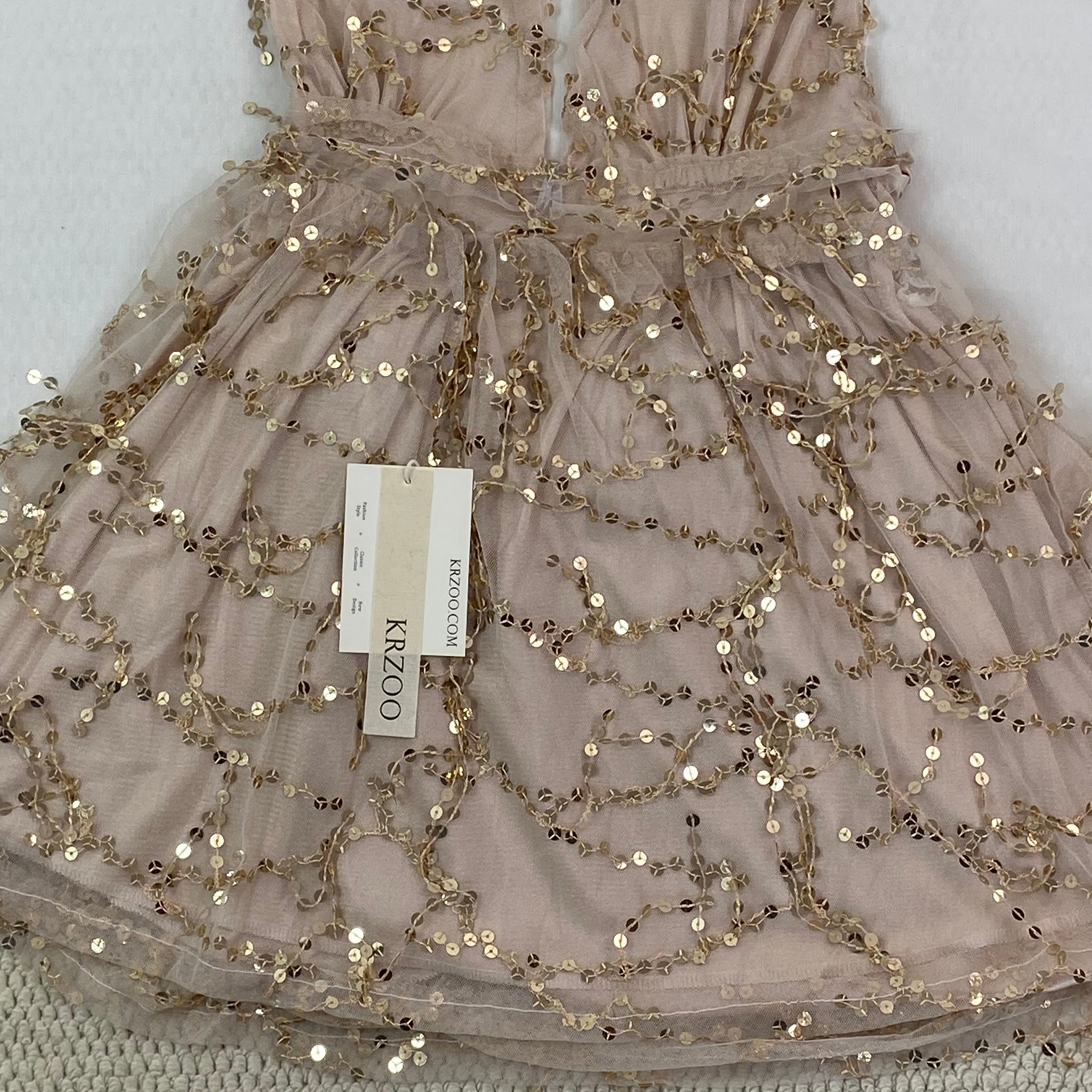 sequined deep V-neck backless short dress
