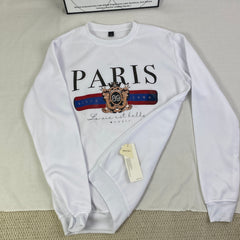 Round-neck long-sleeve printed fleece top
