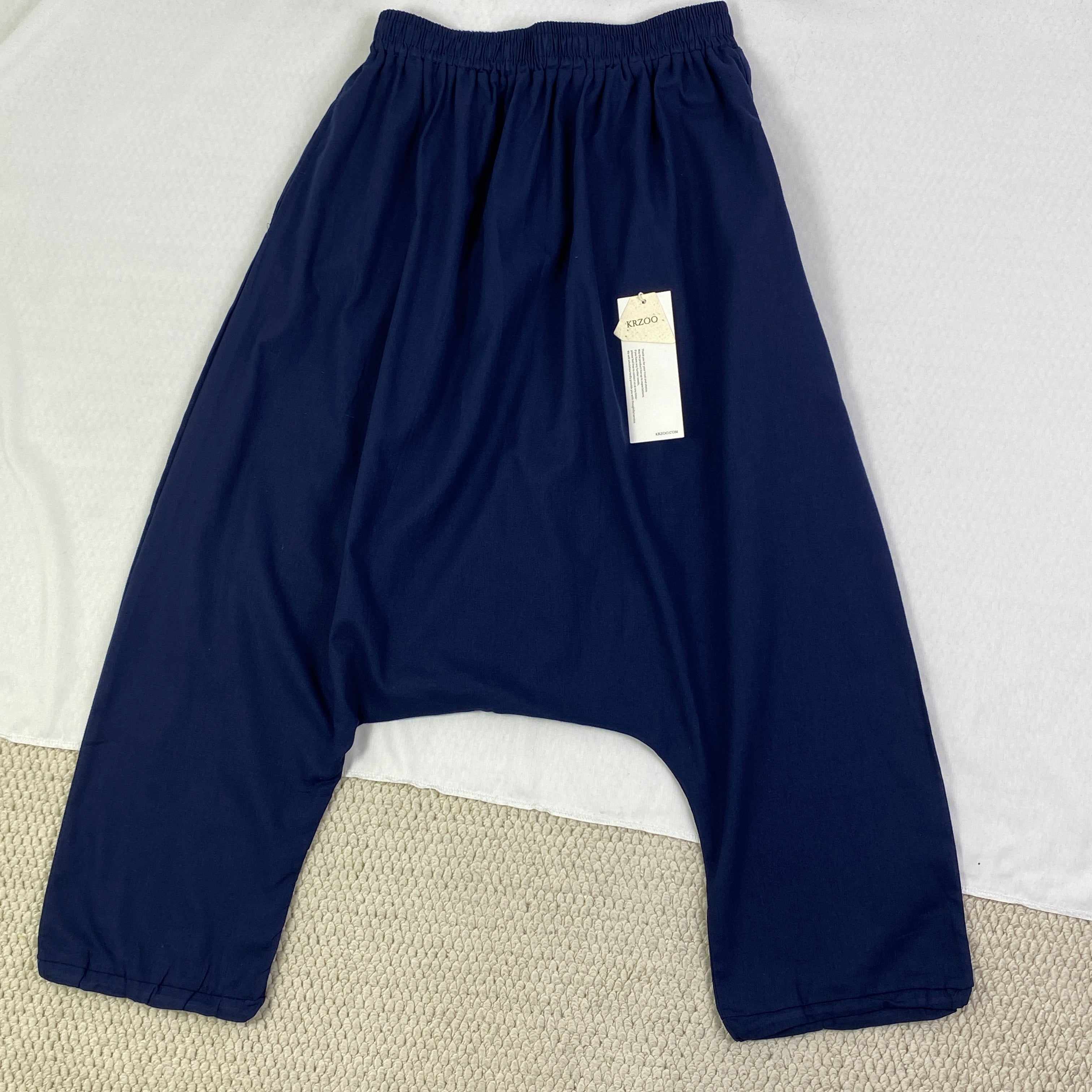 Cotton and linen loose wide-leg pants in solid color