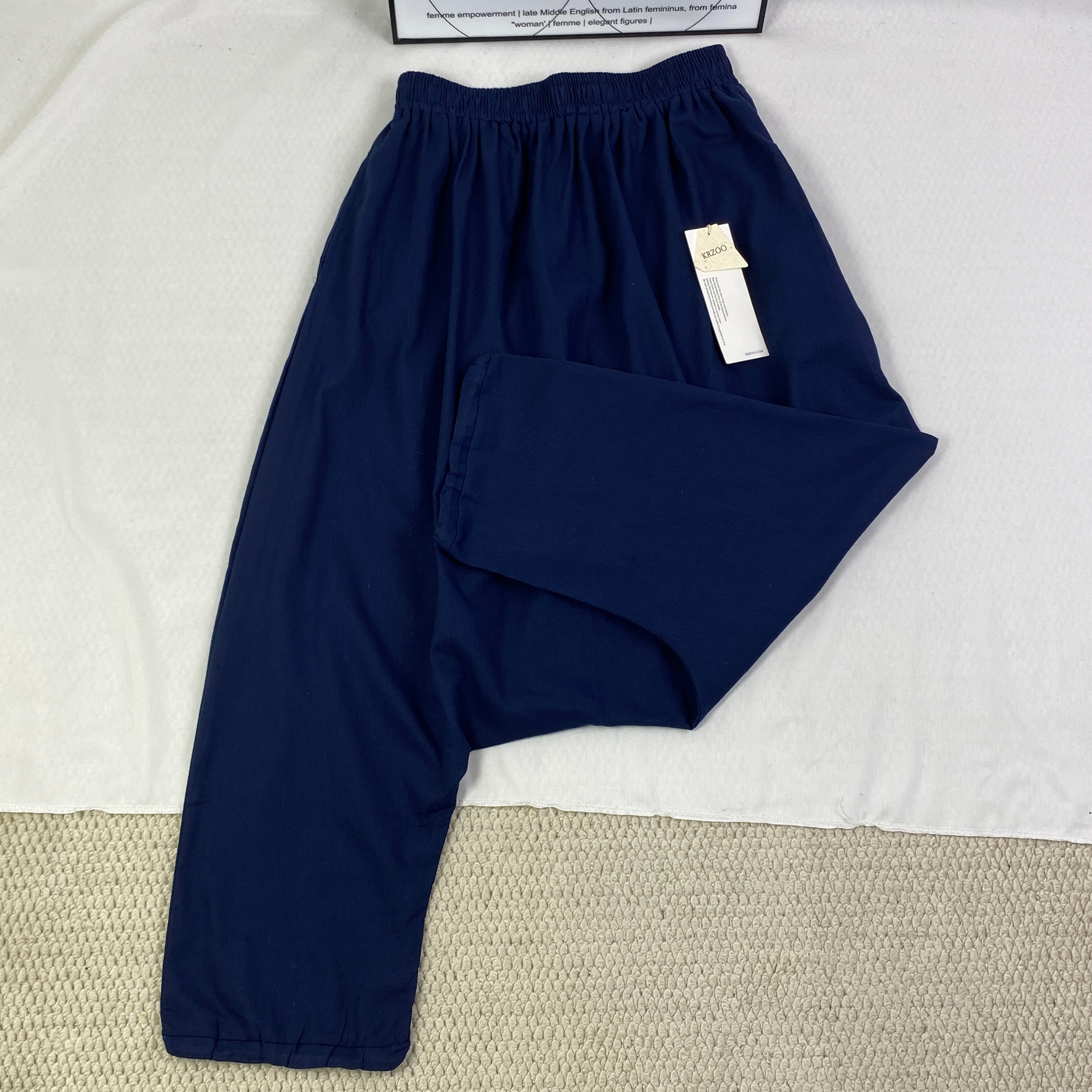 Cotton and linen loose wide-leg pants in solid color