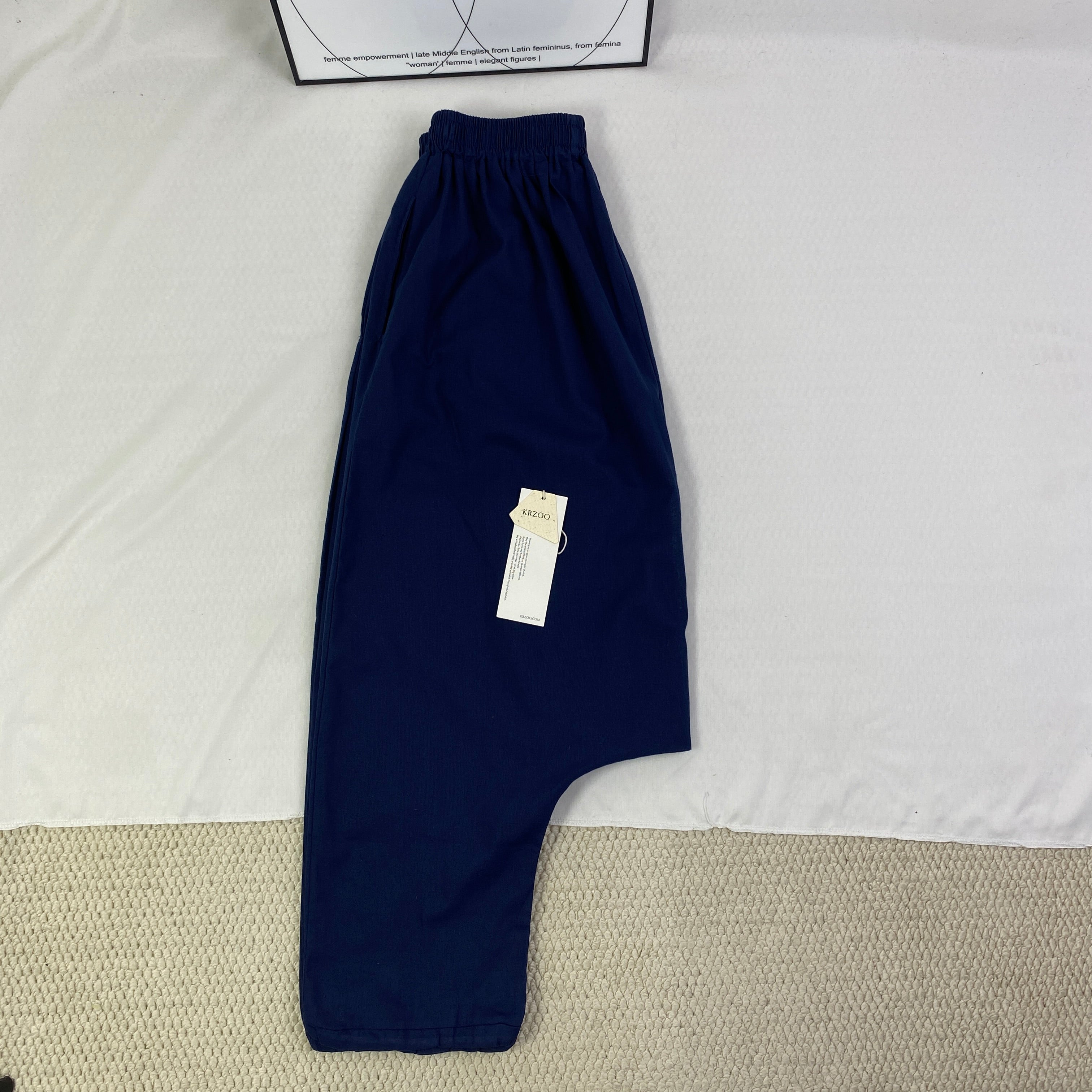 Cotton and linen loose wide-leg pants in solid color