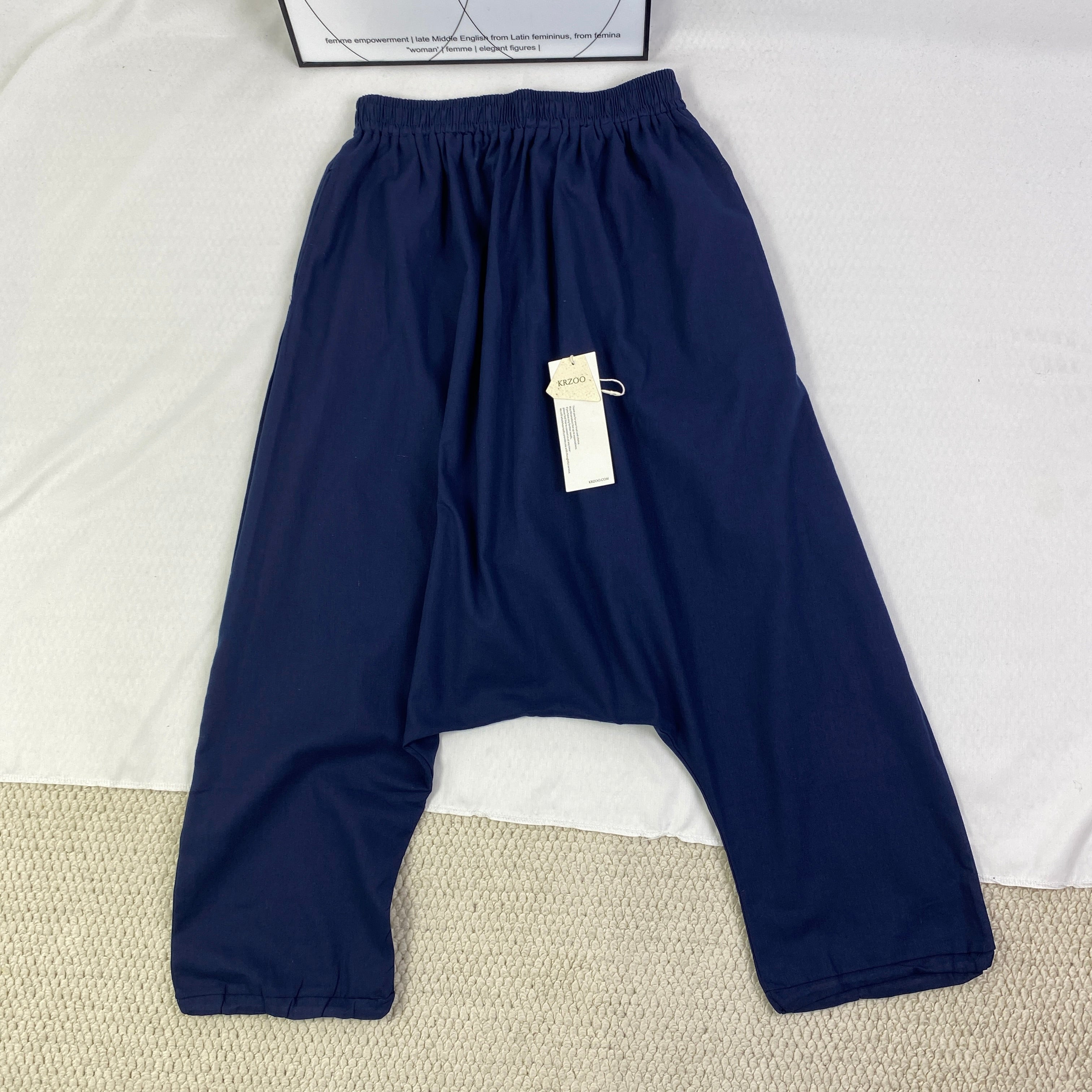 Cotton and linen loose wide-leg pants in solid color