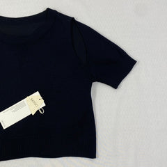 Front shoulder knitted short-sleeved shirt