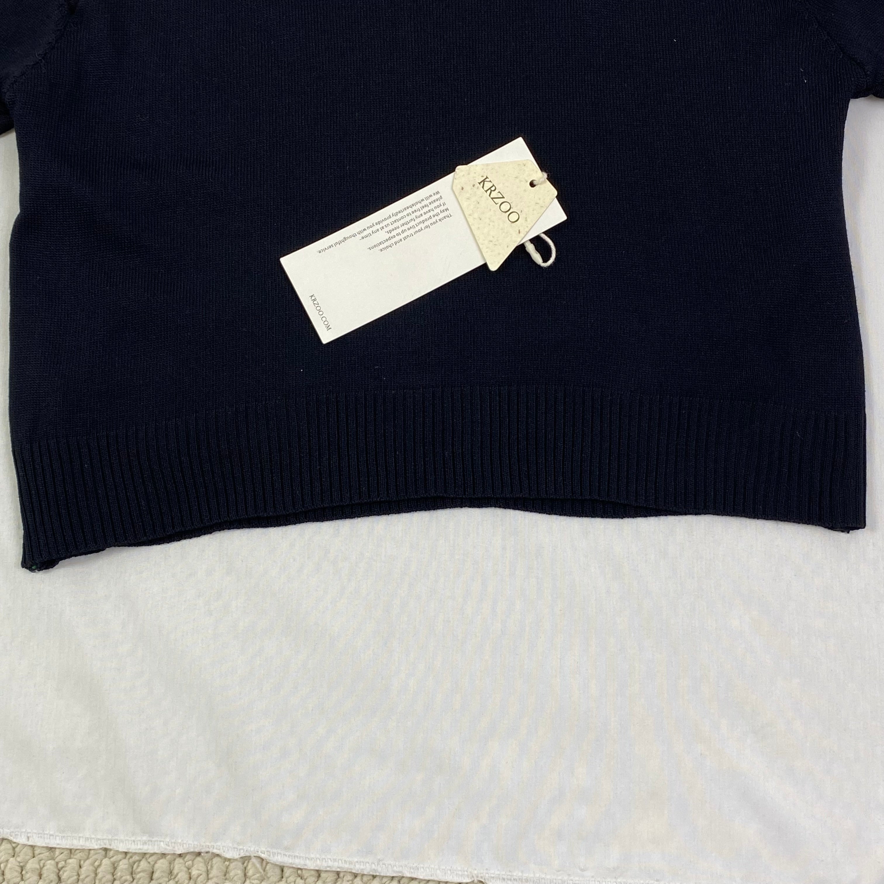Front shoulder knitted short-sleeved shirt