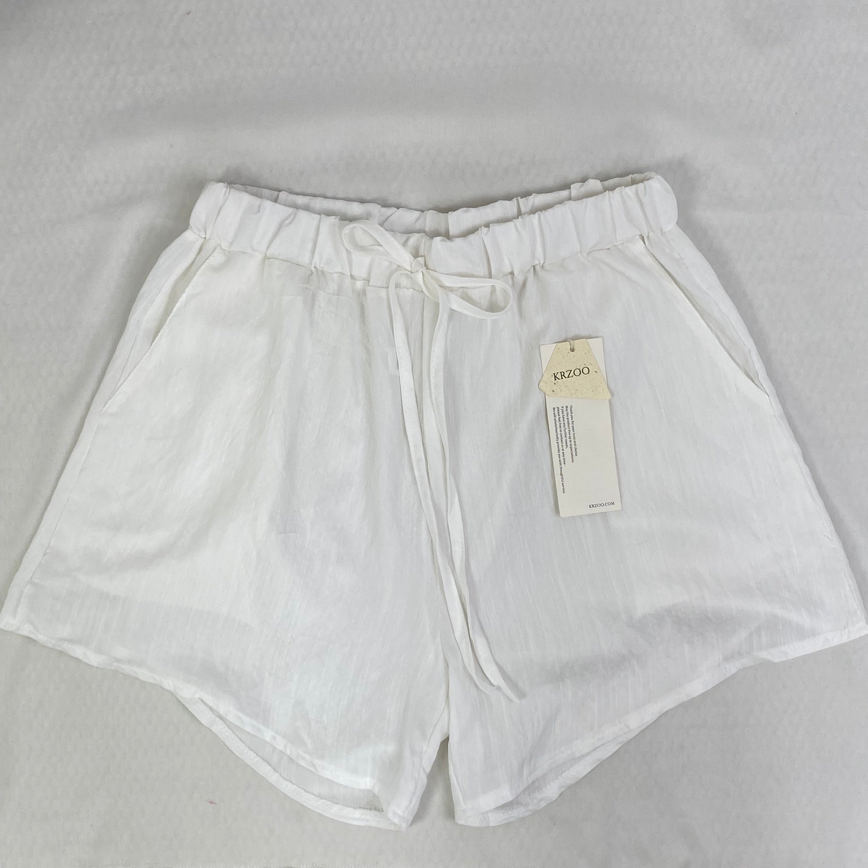 White linen shirt and silk linen shorts set