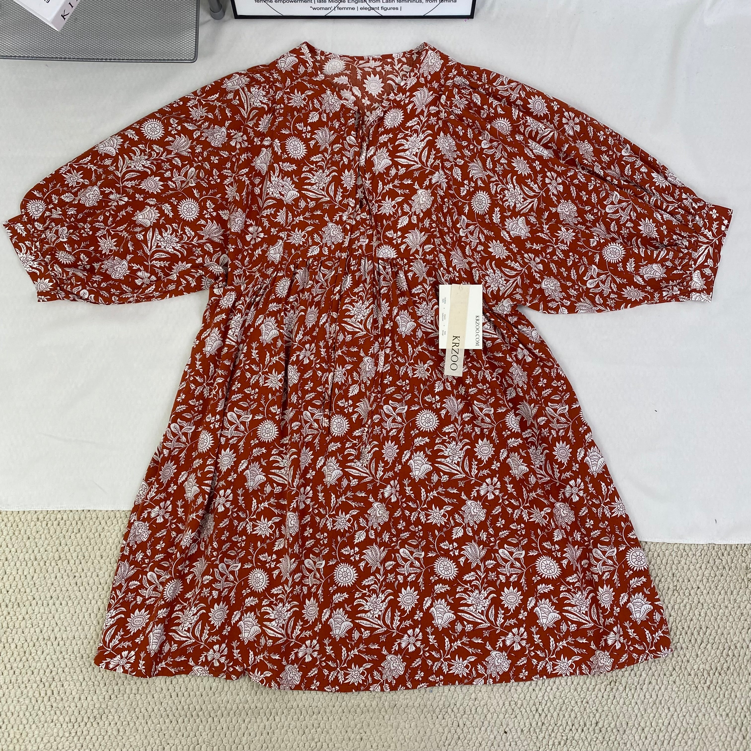 Loose strap printed dress