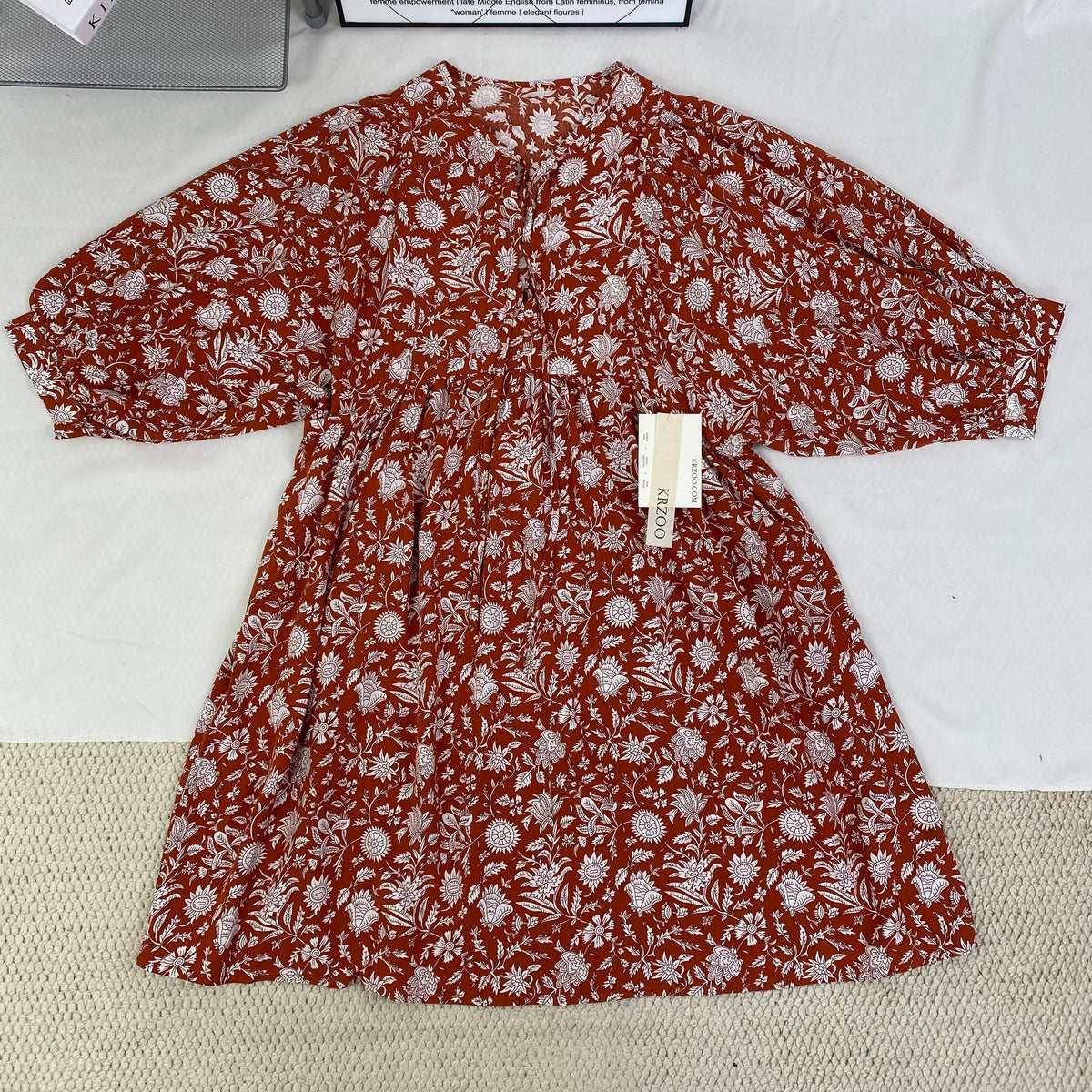 Loose strap printed dress