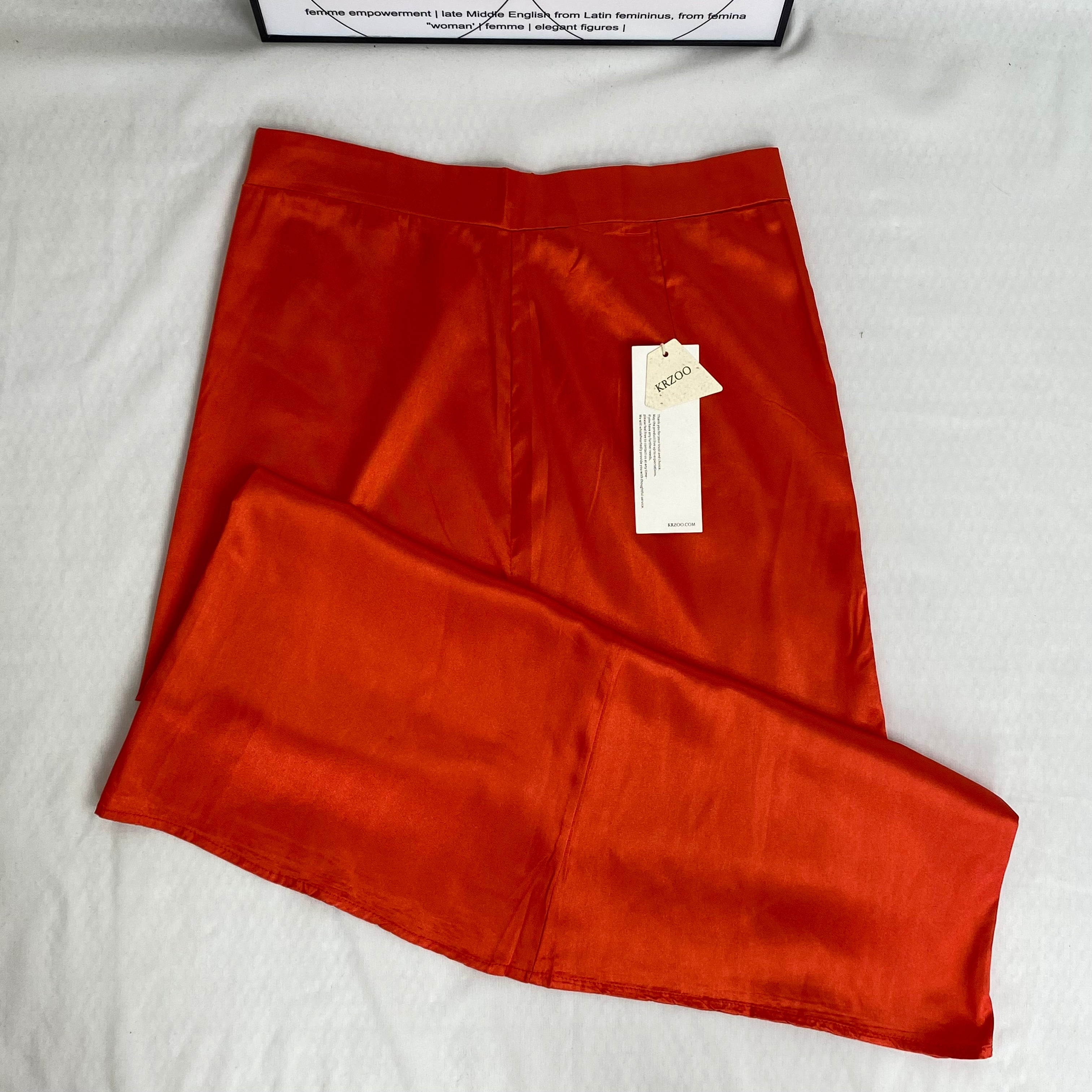 Half-length red A-line skirt