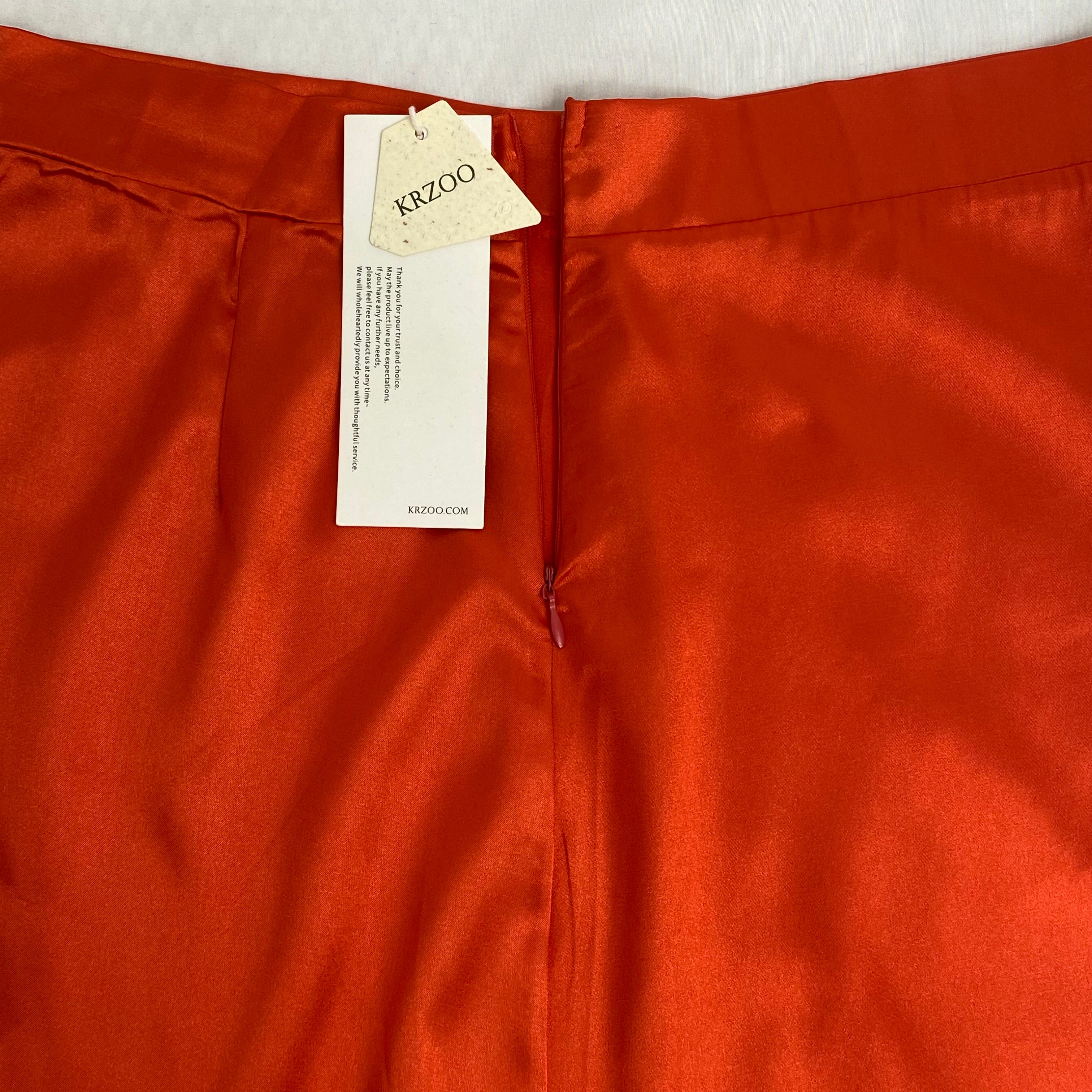 Half-length red A-line skirt
