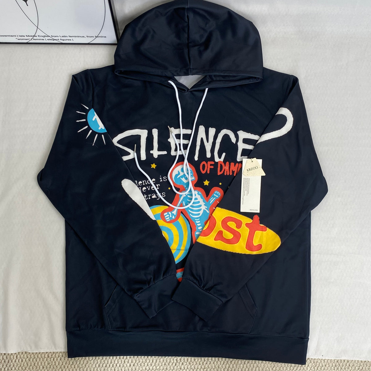 Skull foam printed water-washable hooded sweatshirt