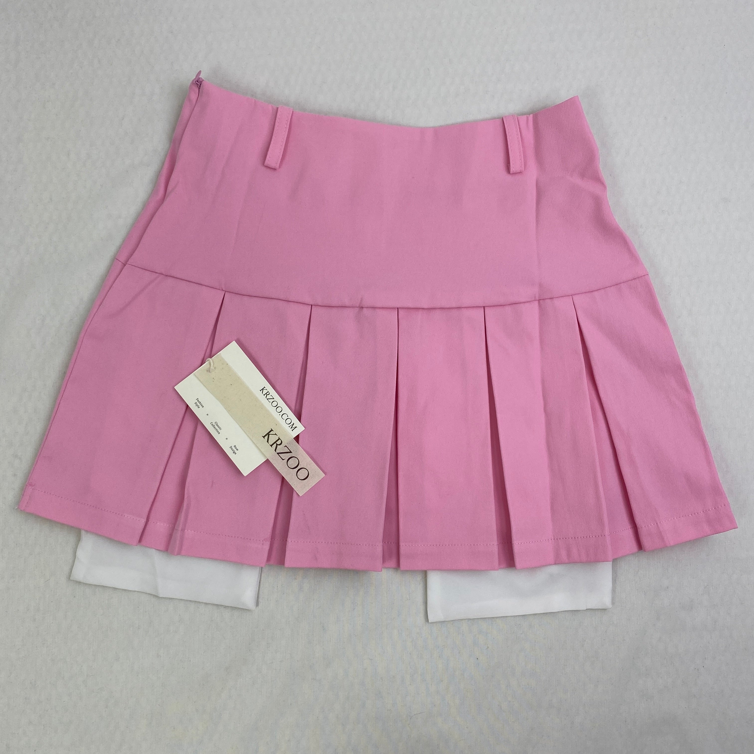 Pleated slit pocket mini skirt