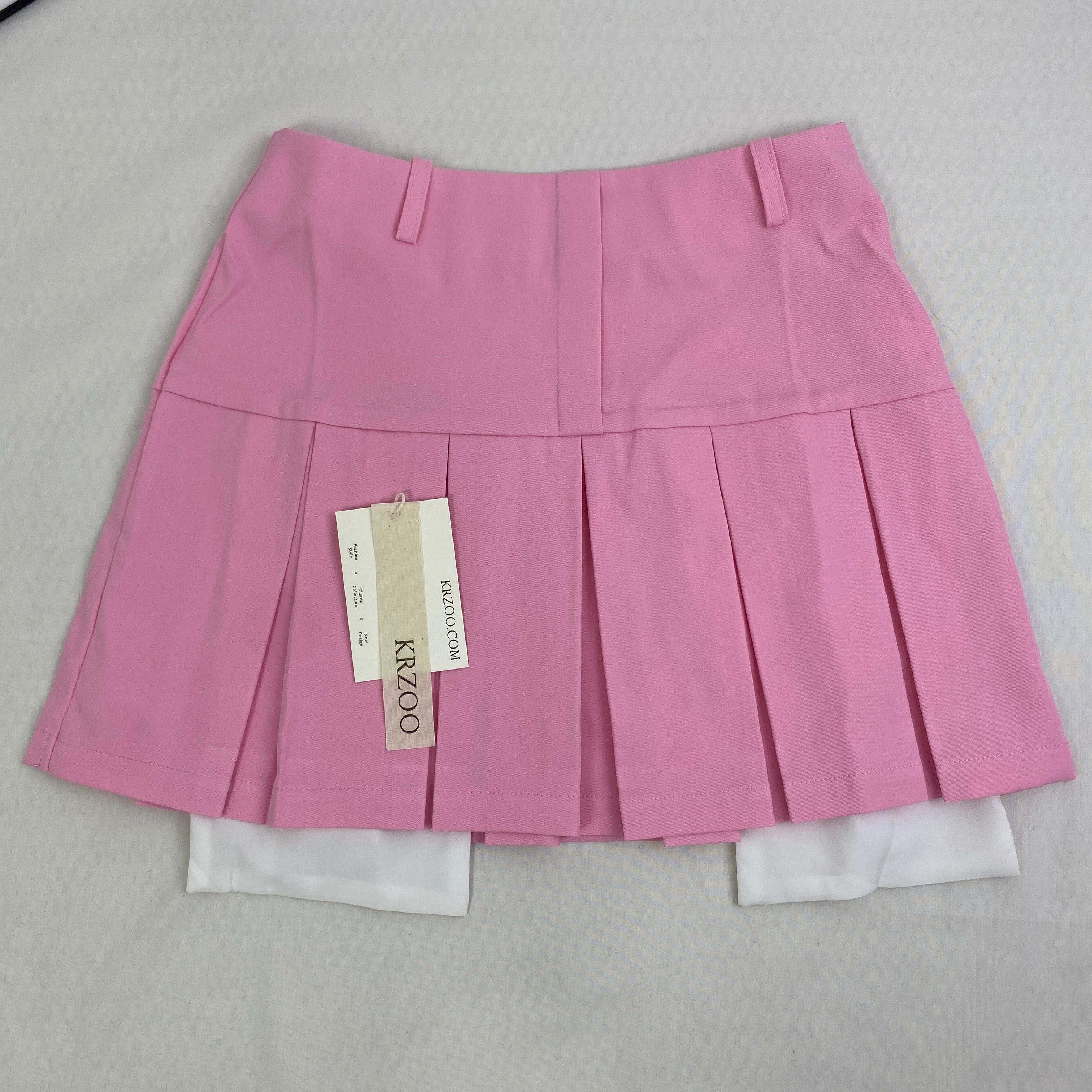 Pleated slit pocket mini skirt