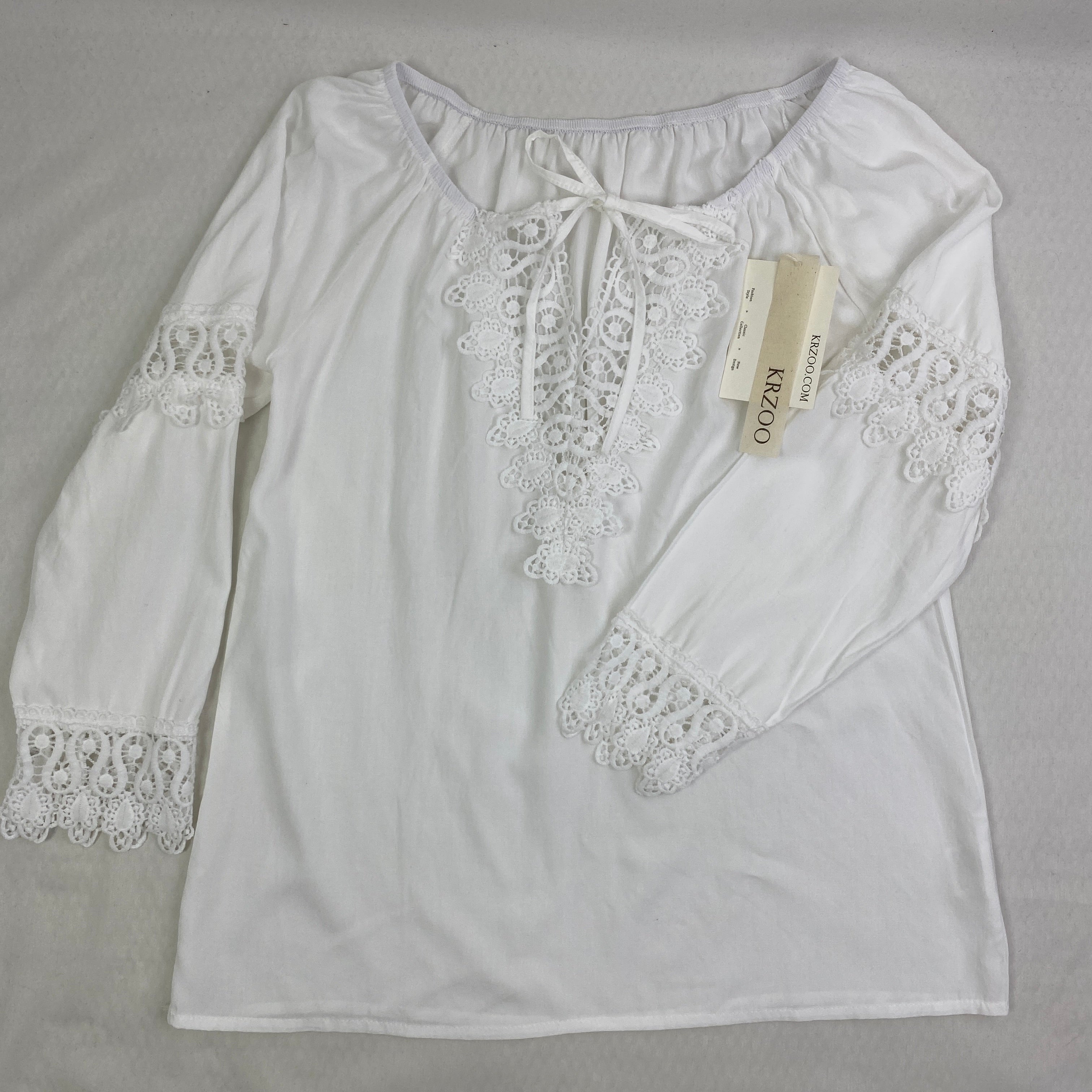 Lace trimmed long-sleeved shirt