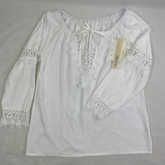 Lace trimmed long-sleeved shirt