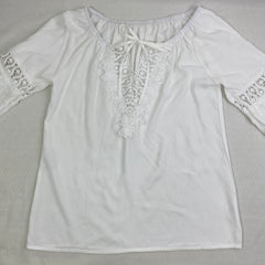 Lace trimmed long-sleeved shirt