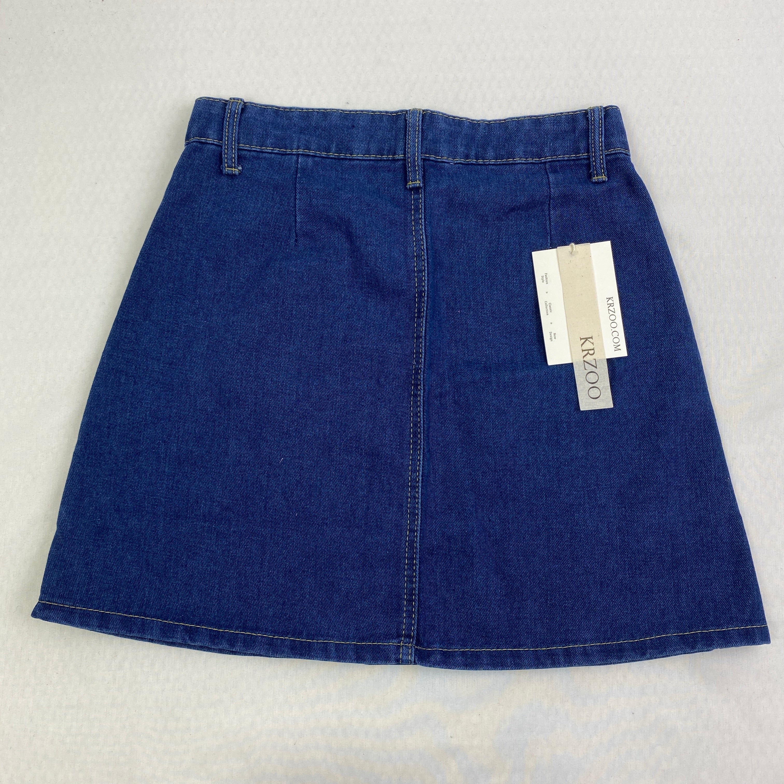 Button-up high-waisted denim skirt