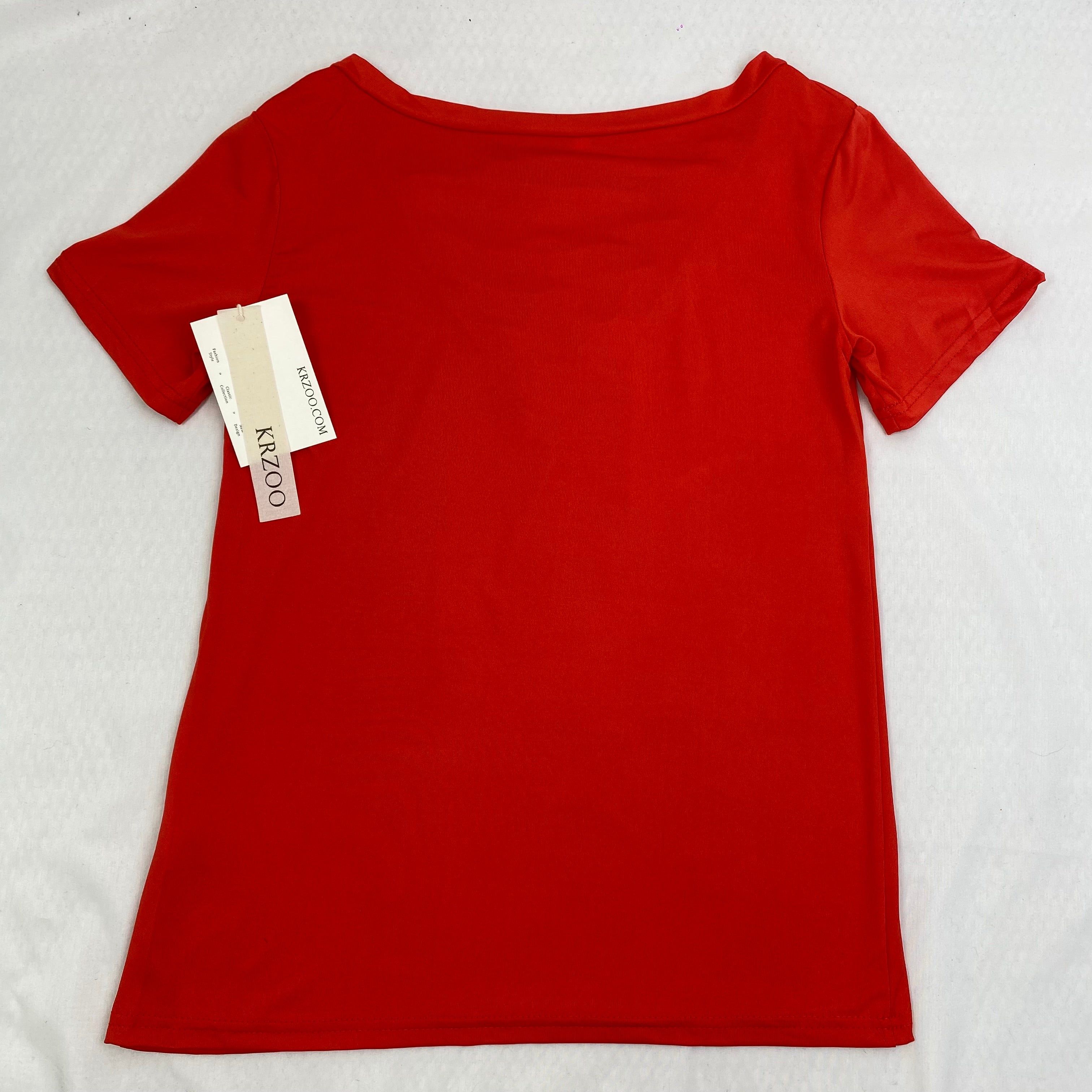 V-neck collar-belt T-shirt top