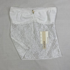 Lace strapless lace-up top with ruffled neckline