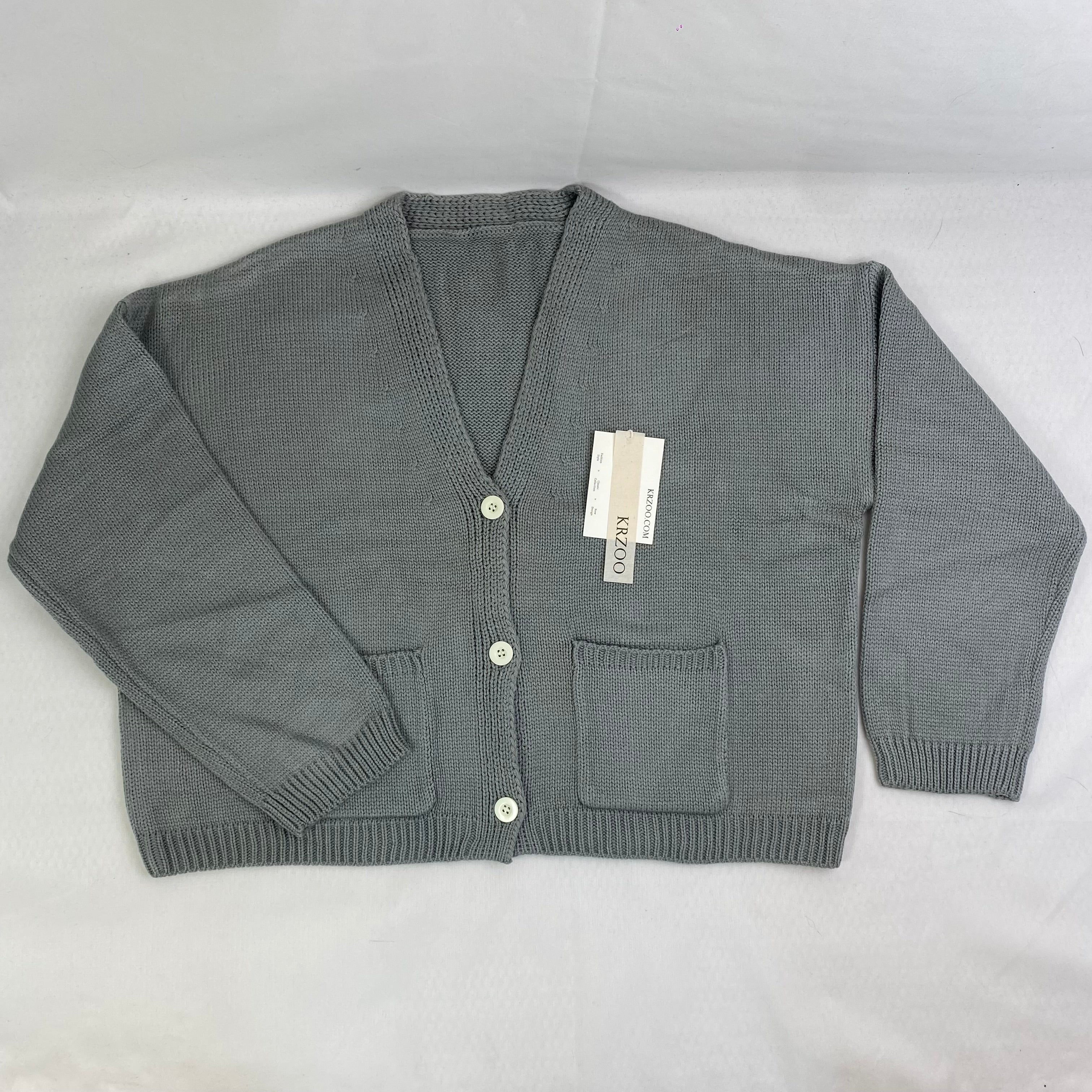 V-neck knitted sweater coat