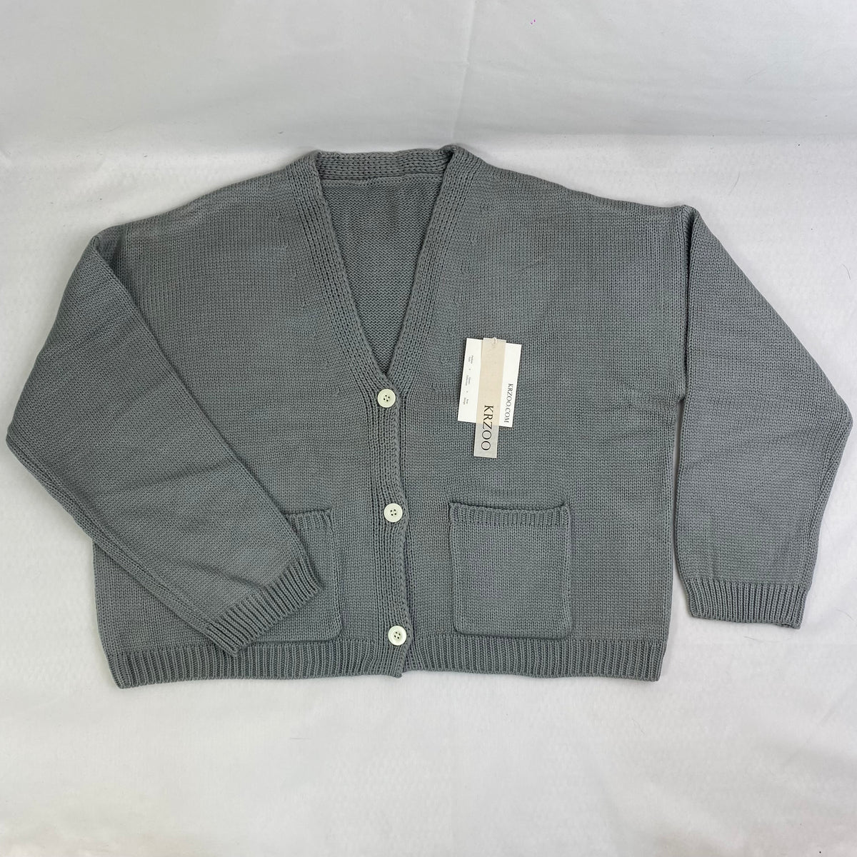 V-neck knitted sweater coat