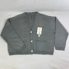V-neck knitted sweater coat