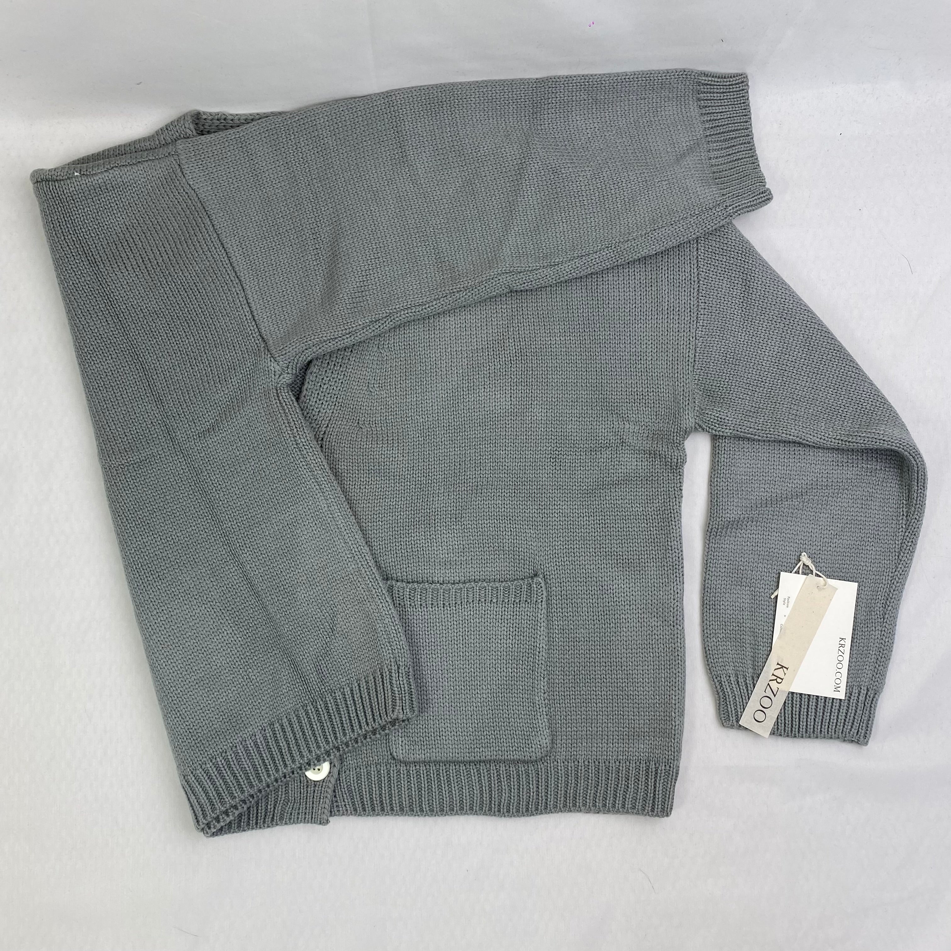 V-neck knitted sweater coat