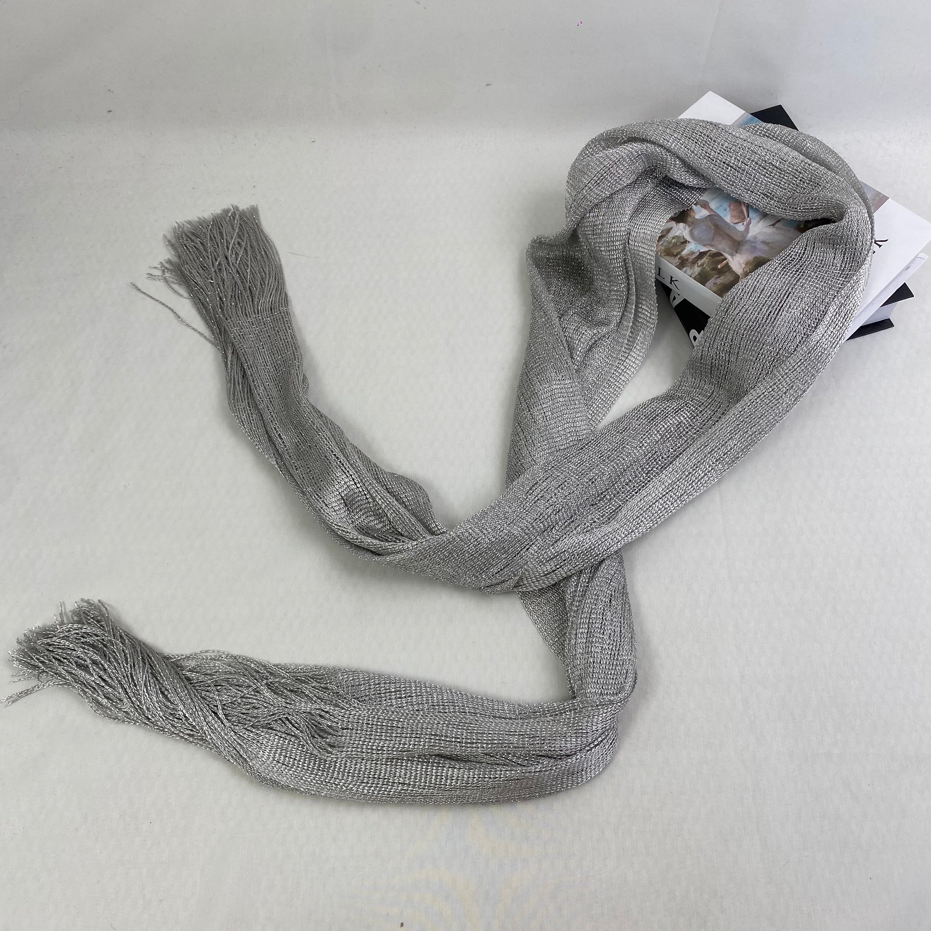 Accessories: Silver wire scarf