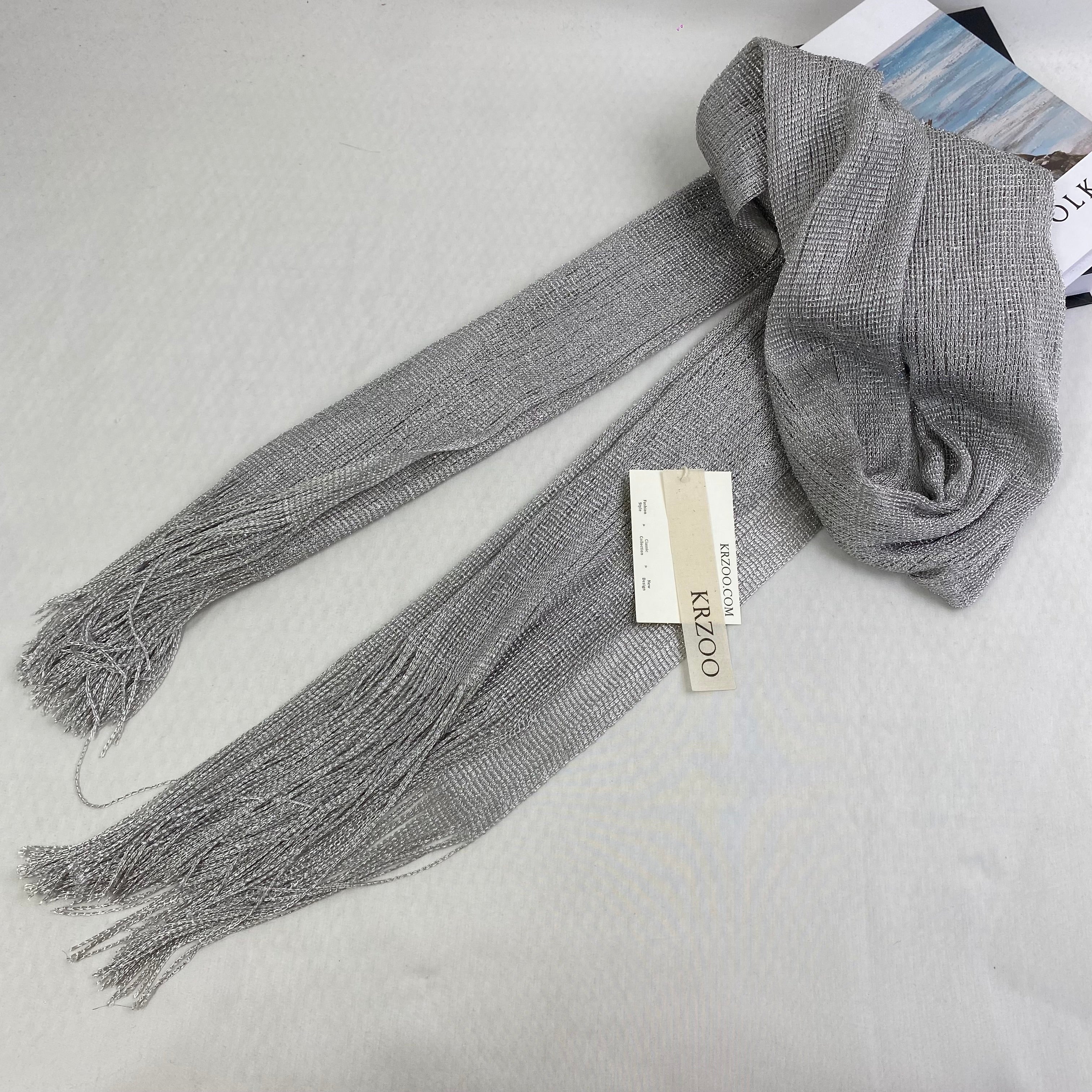 Accessories: Silver wire scarf