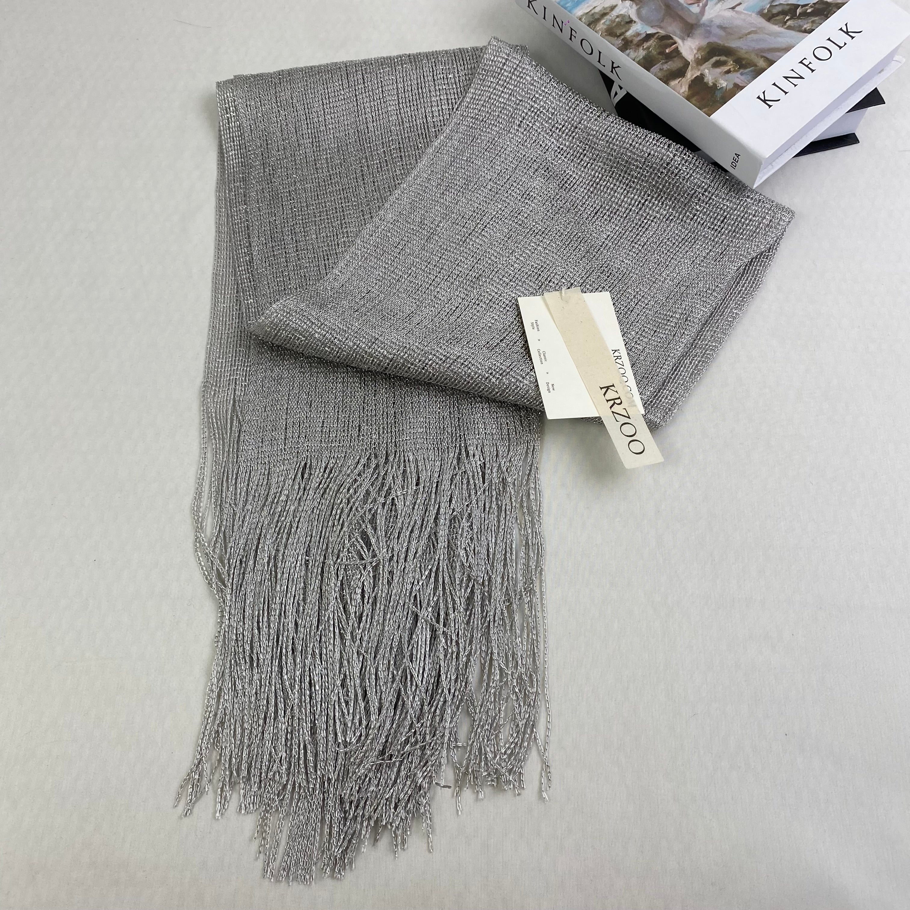 Accessories: Silver wire scarf