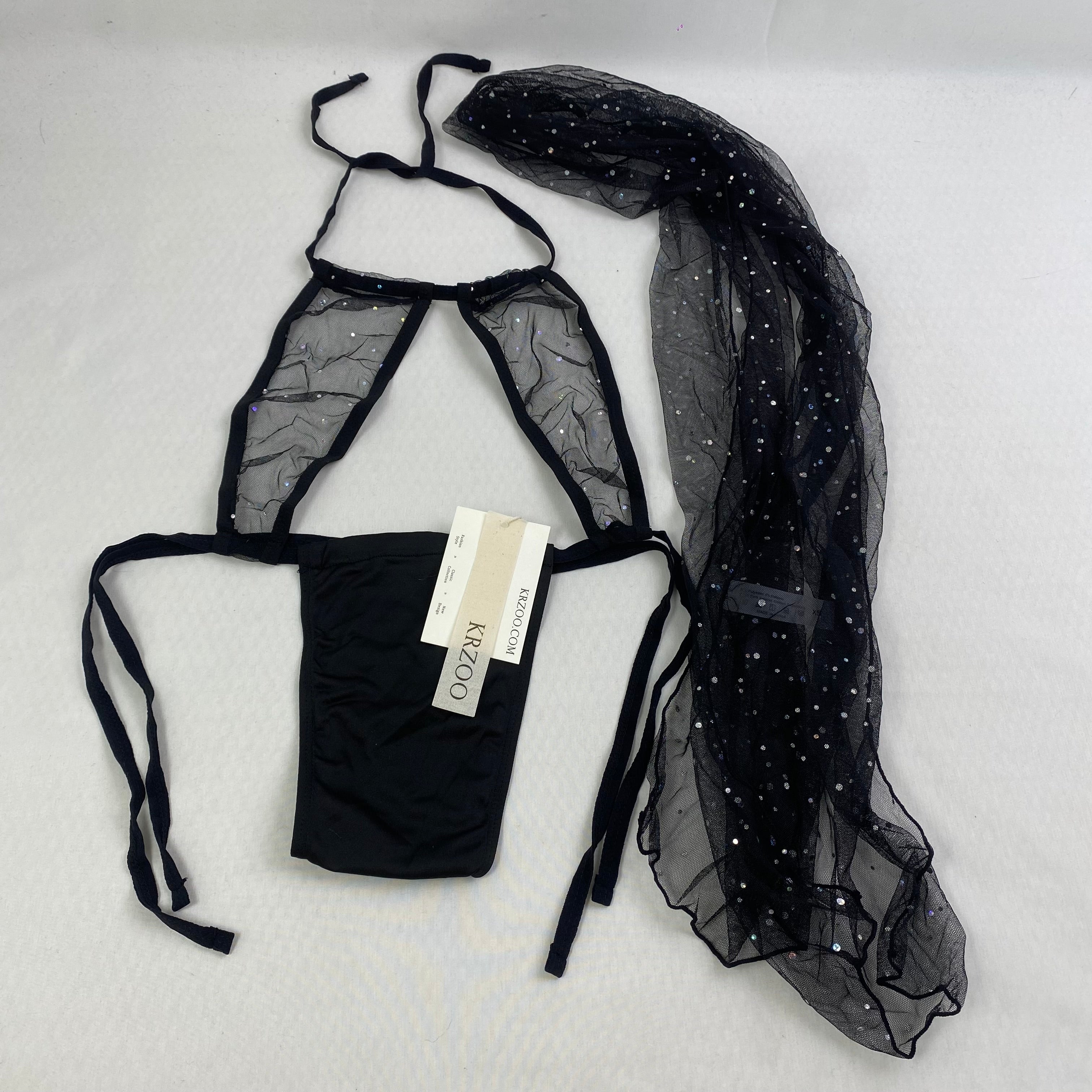 Perspective lace sheer neckless lingerie set