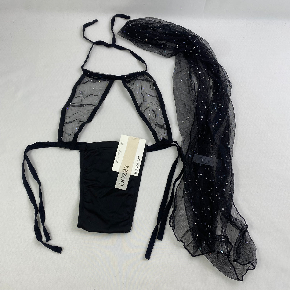 Perspective lace sheer neckless lingerie set
