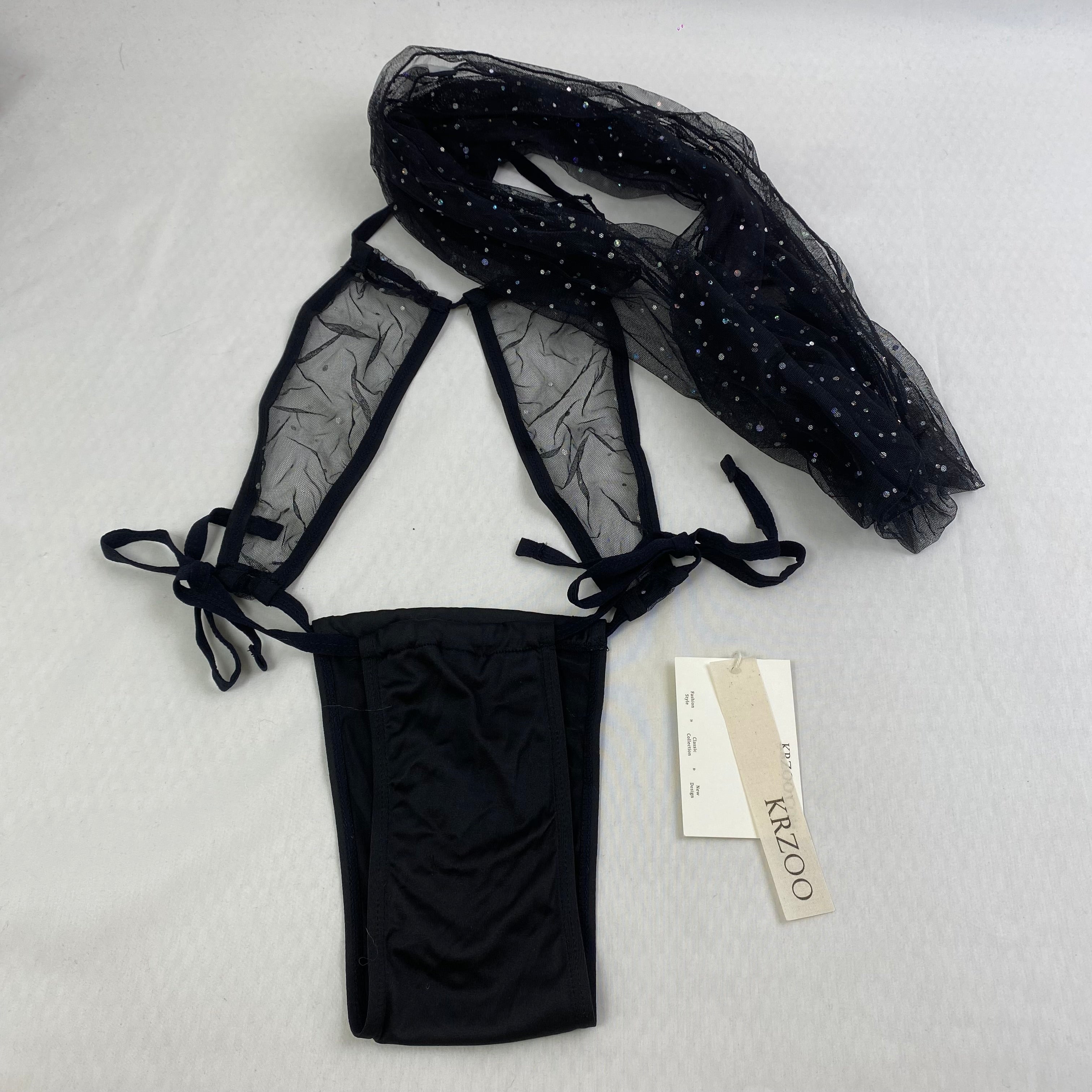 Perspective lace sheer neckless lingerie set