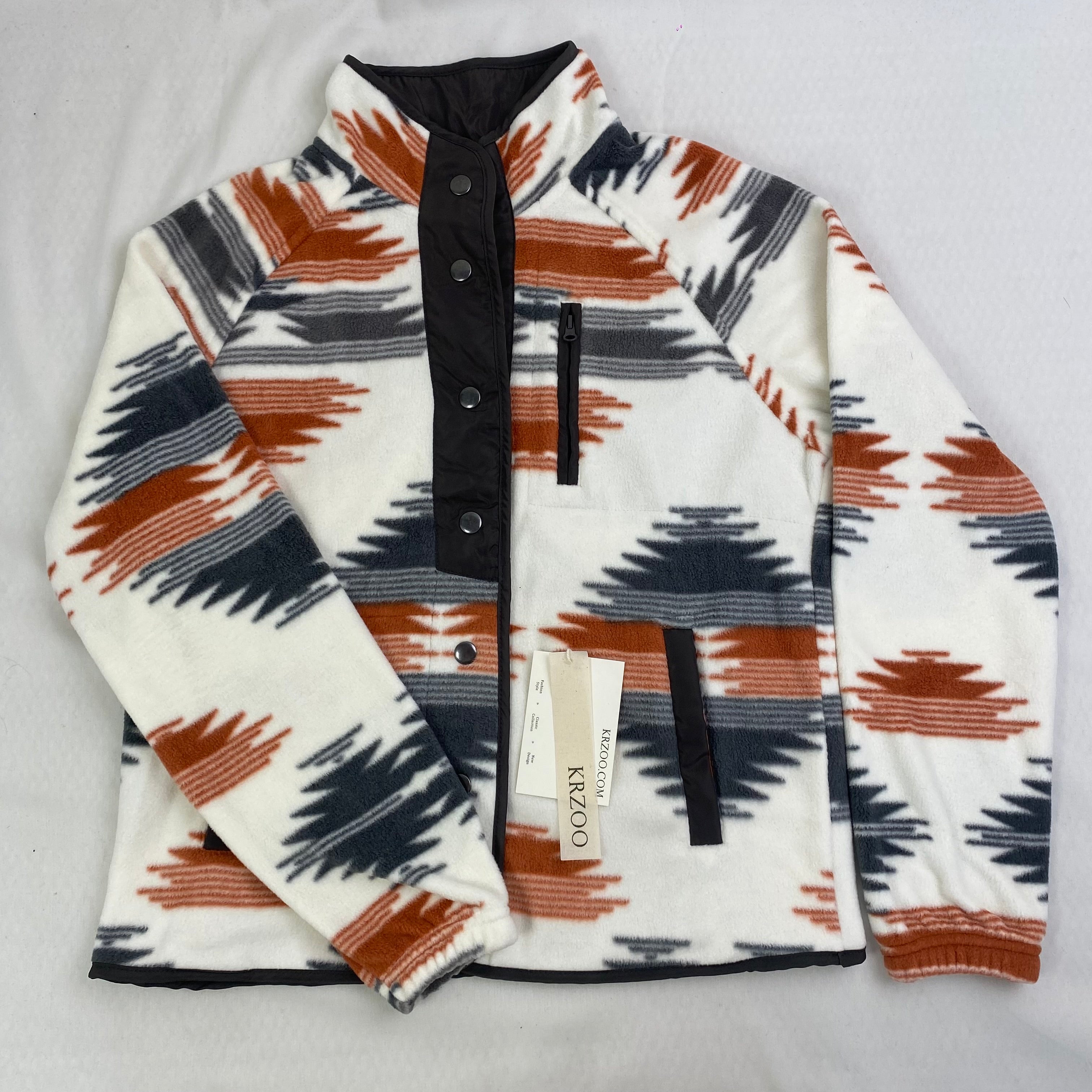 Jacket with plush geometric pattern coat