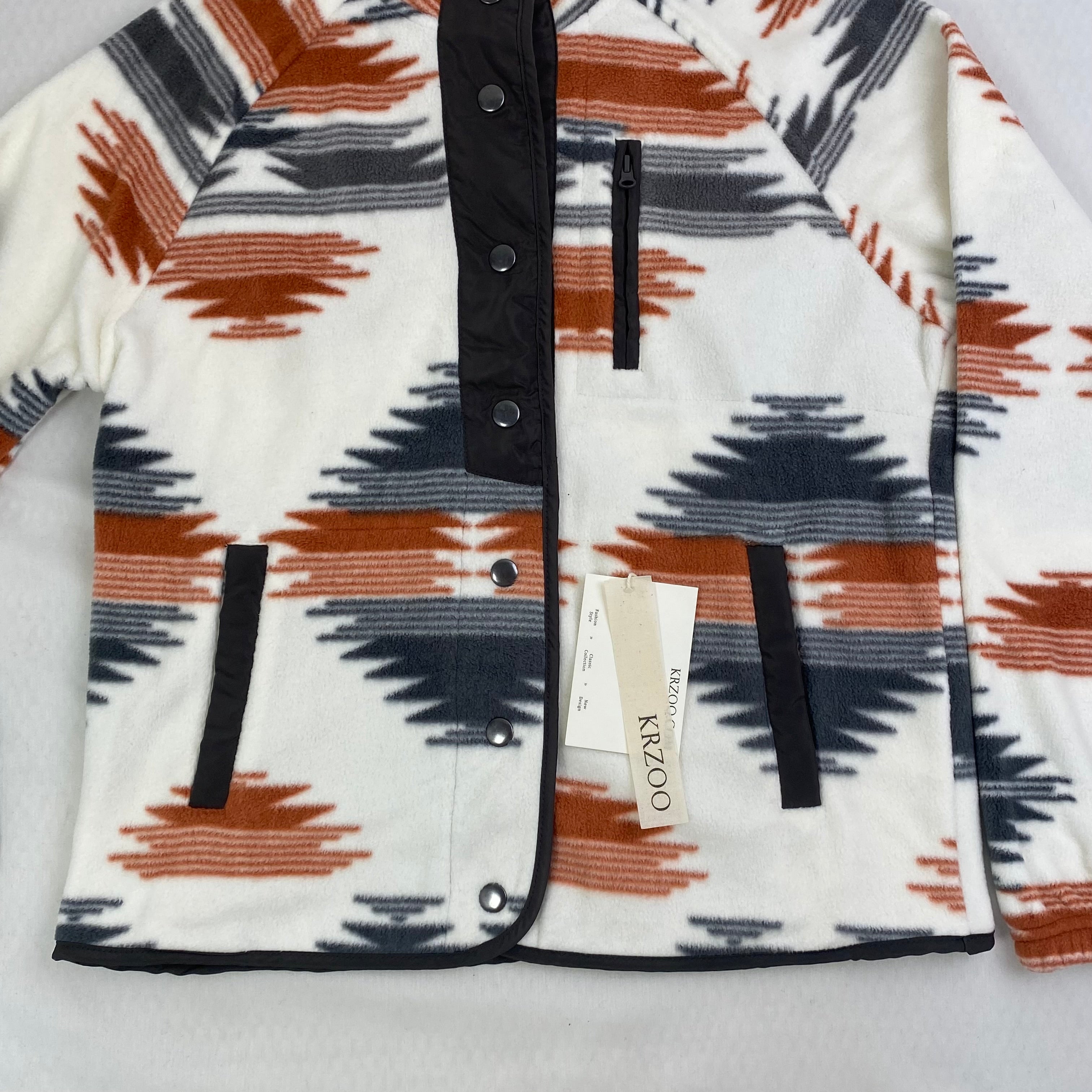 Jacket with plush geometric pattern coat
