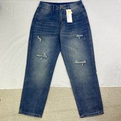 Hole-less loose straight-leg jeans