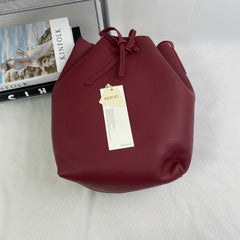 Retro drawstring bucket-style crossbody bag