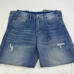 Hole-less loose straight-leg jeans