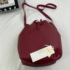 Retro drawstring bucket-style crossbody bag