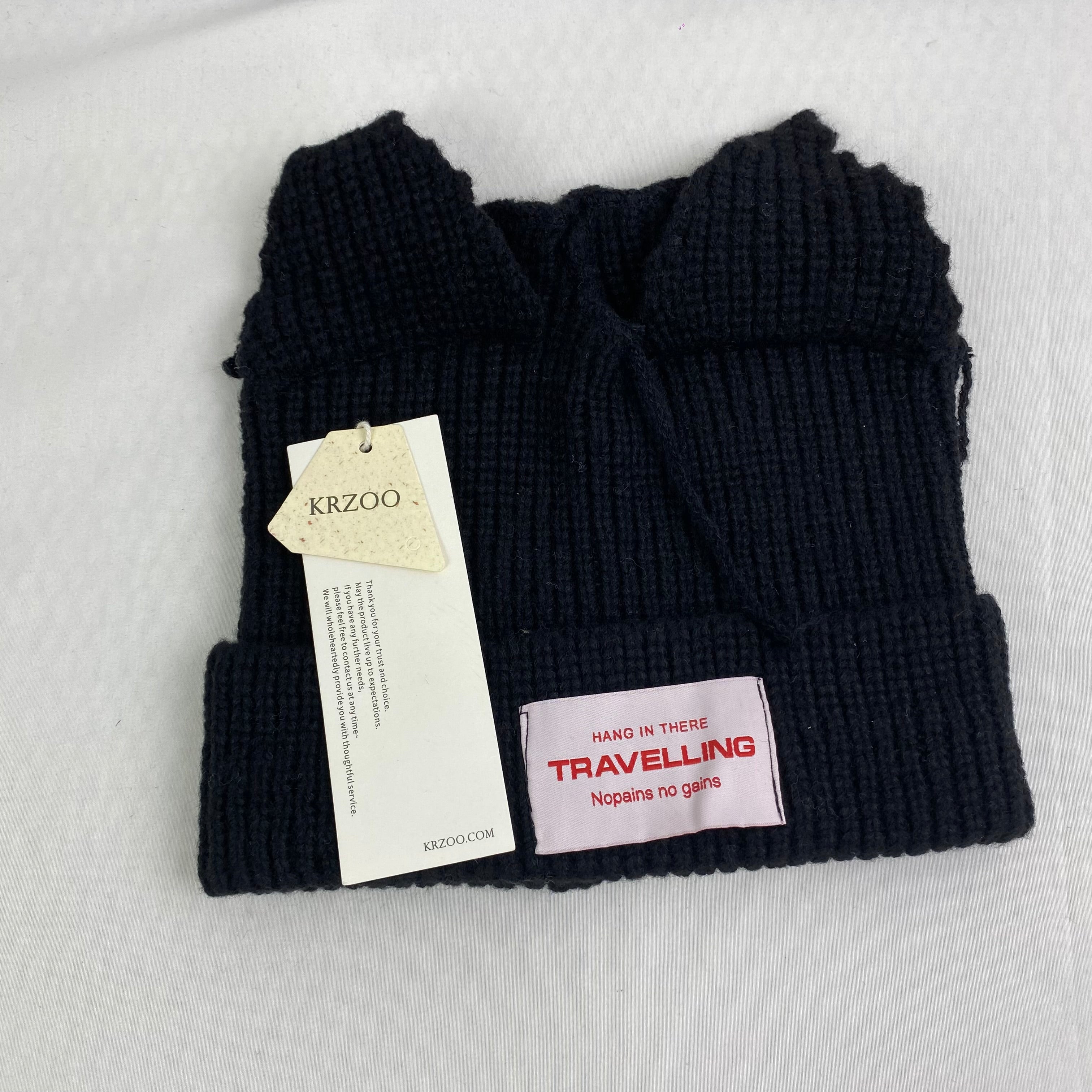 Wool knitted hat with cat and pig ears woolen hat