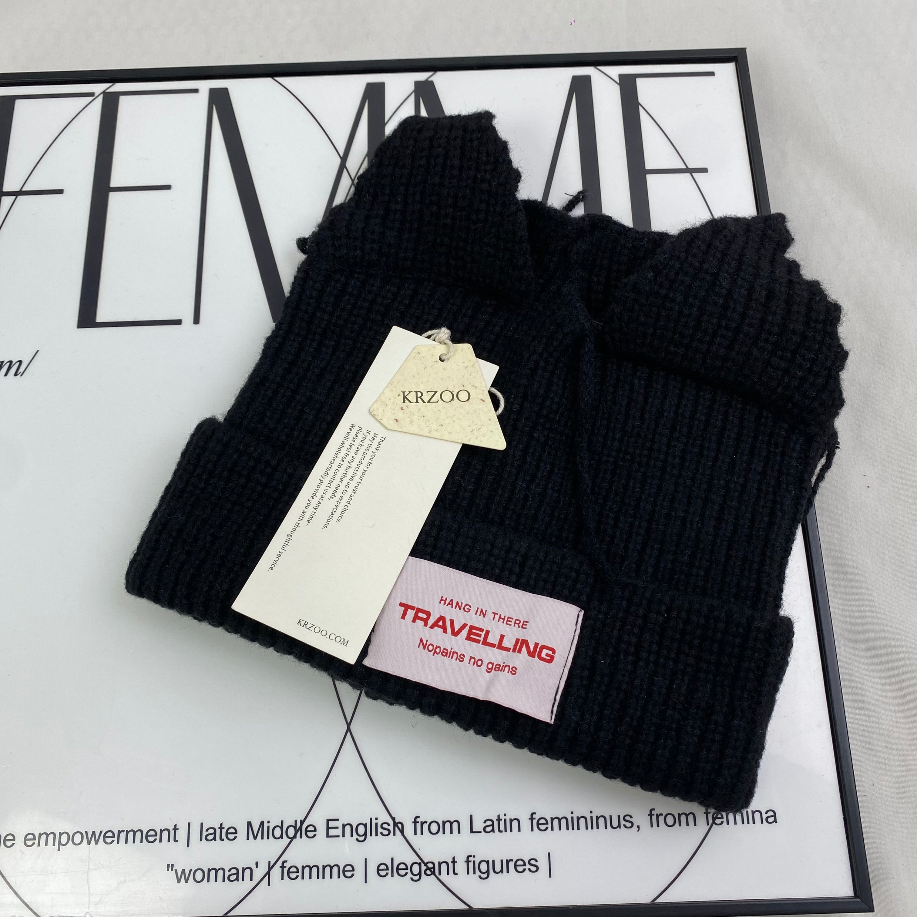 Wool knitted hat with cat and pig ears woolen hat