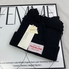 Wool knitted hat with cat and pig ears woolen hat