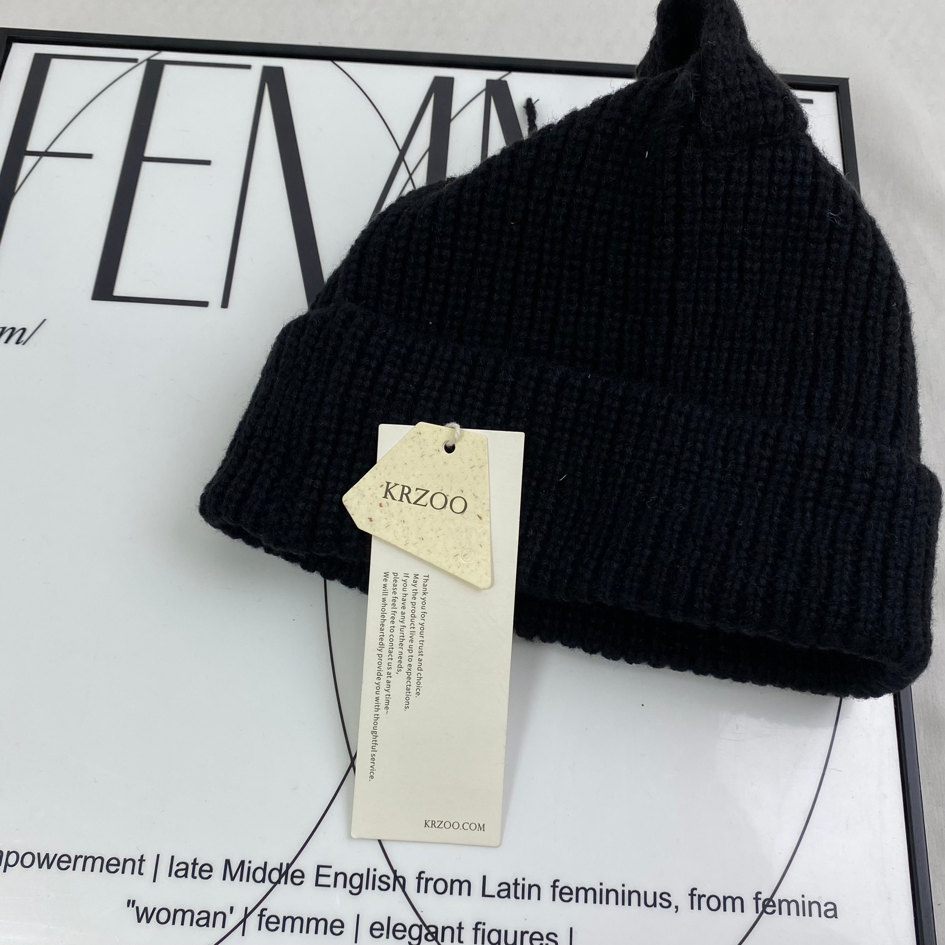 Wool knitted hat with cat and pig ears woolen hat