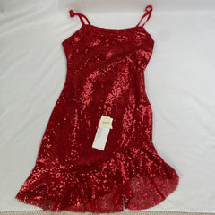 sequined strapless ruffled dress