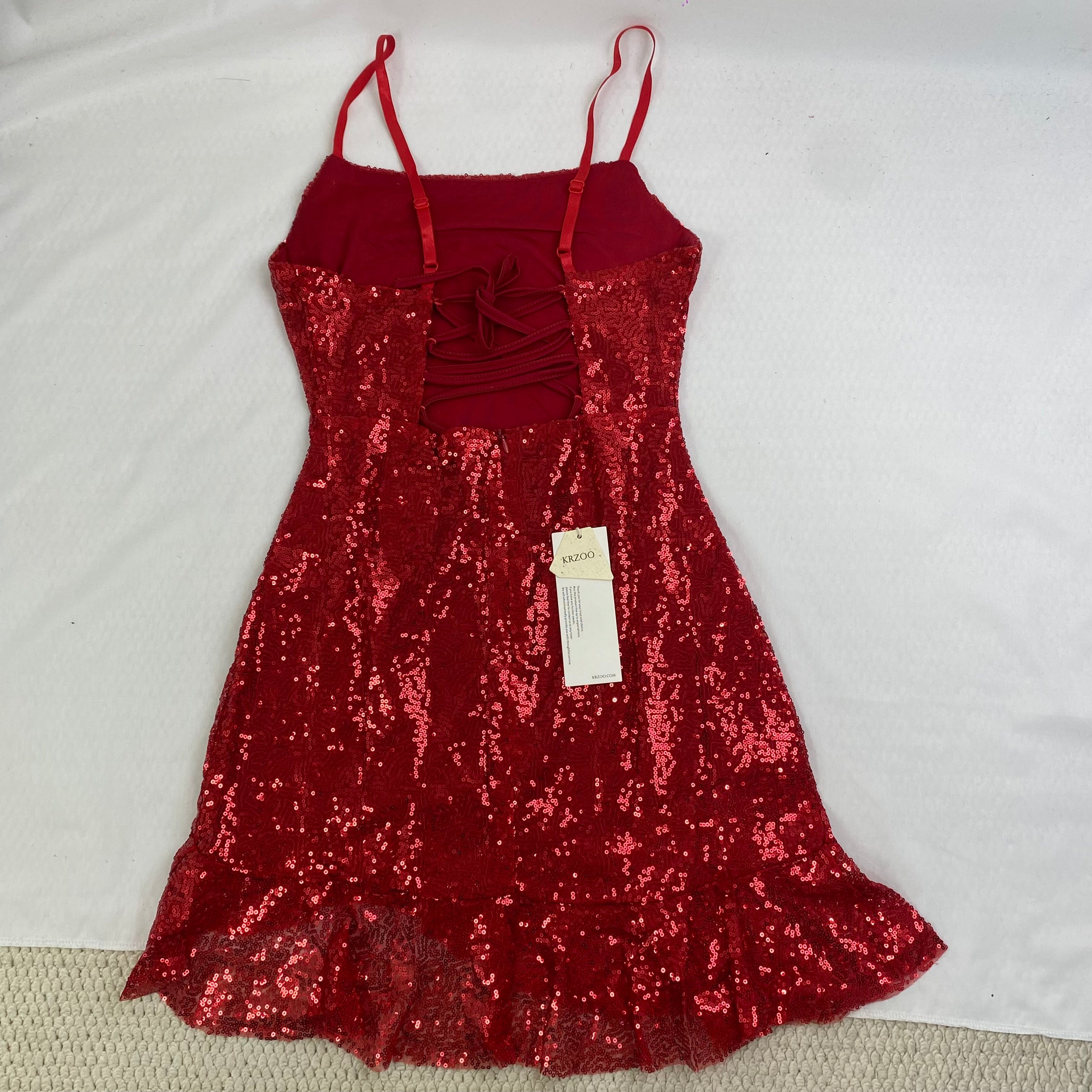 sequined strapless ruffled dress