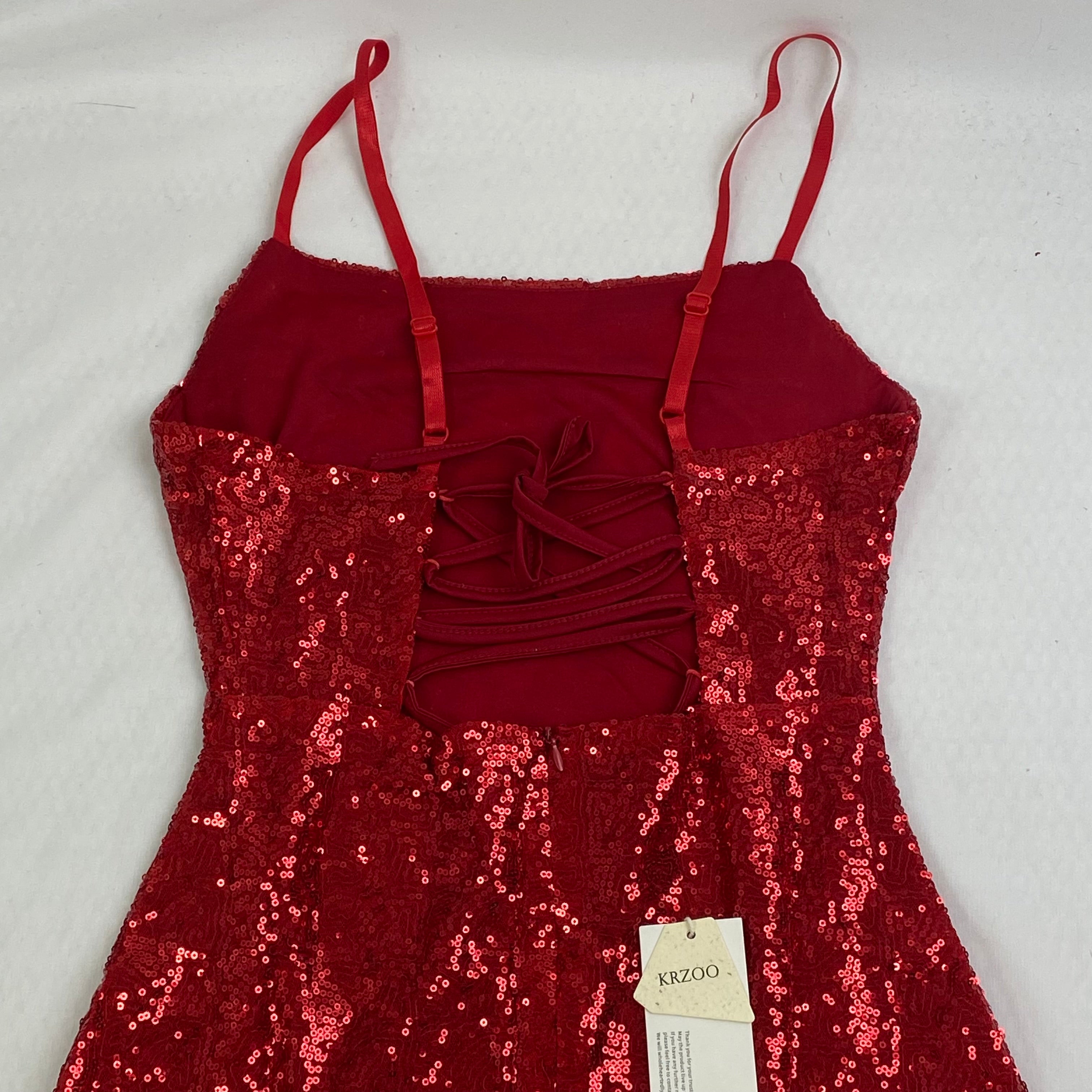 sequined strapless ruffled dress