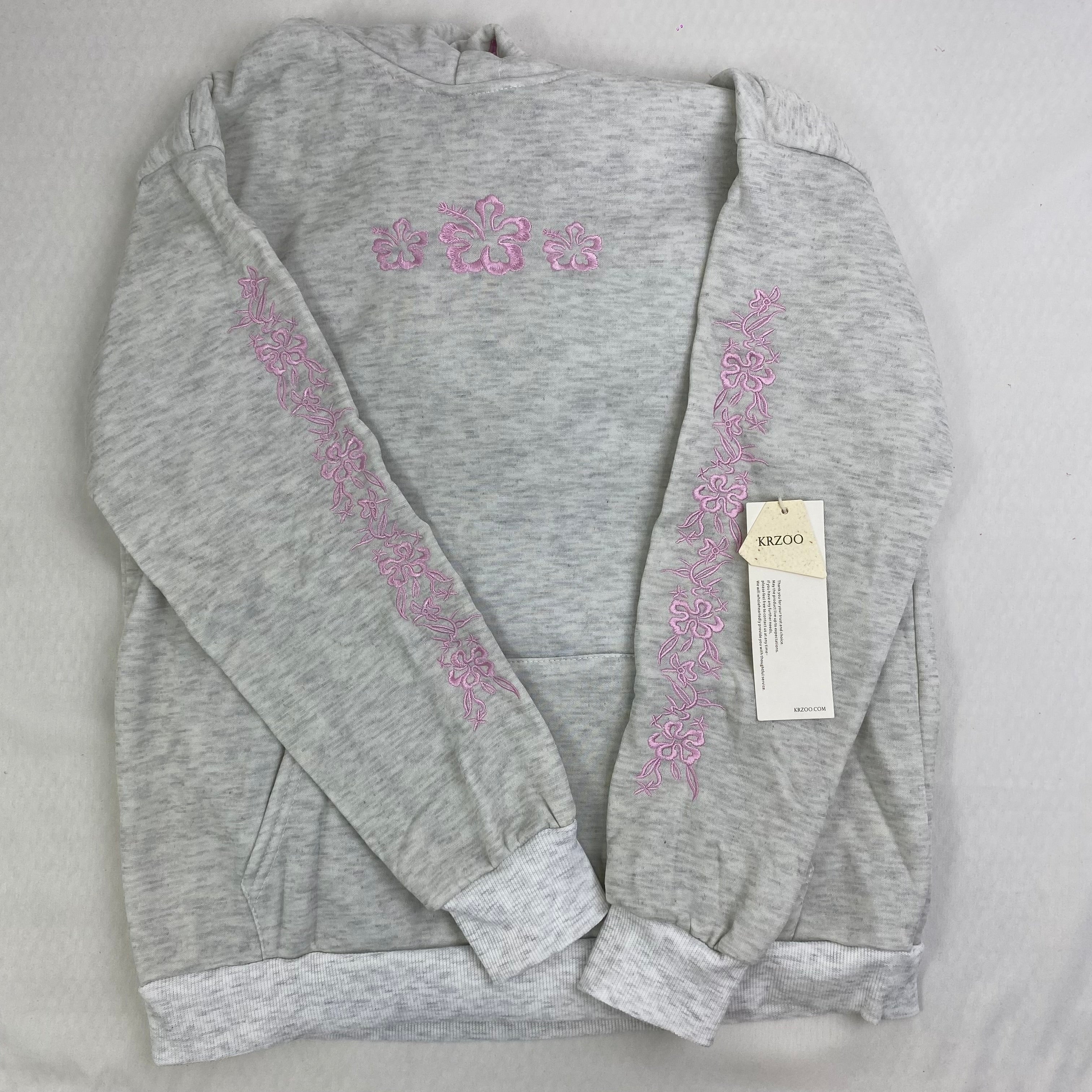 Flower embroidery long-sleeved casual hoodie