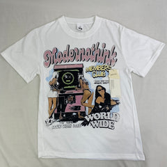 Cartoon-printed loose cotton casual T-shirt