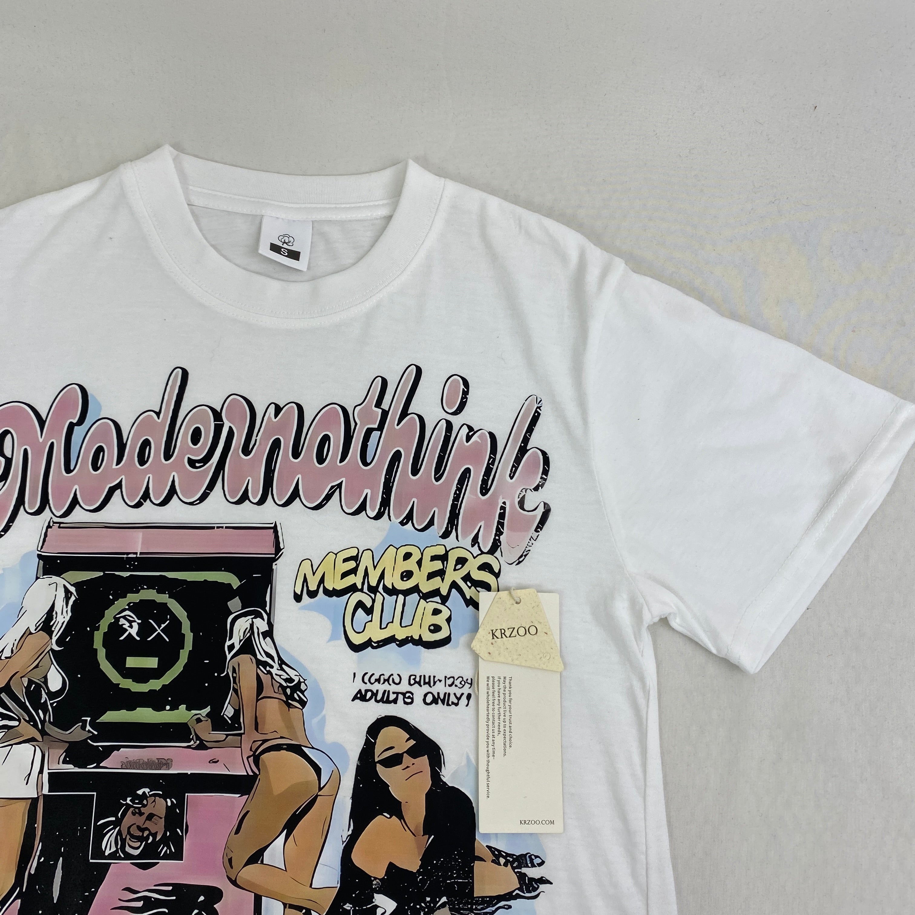 Cartoon-printed loose cotton casual T-shirt