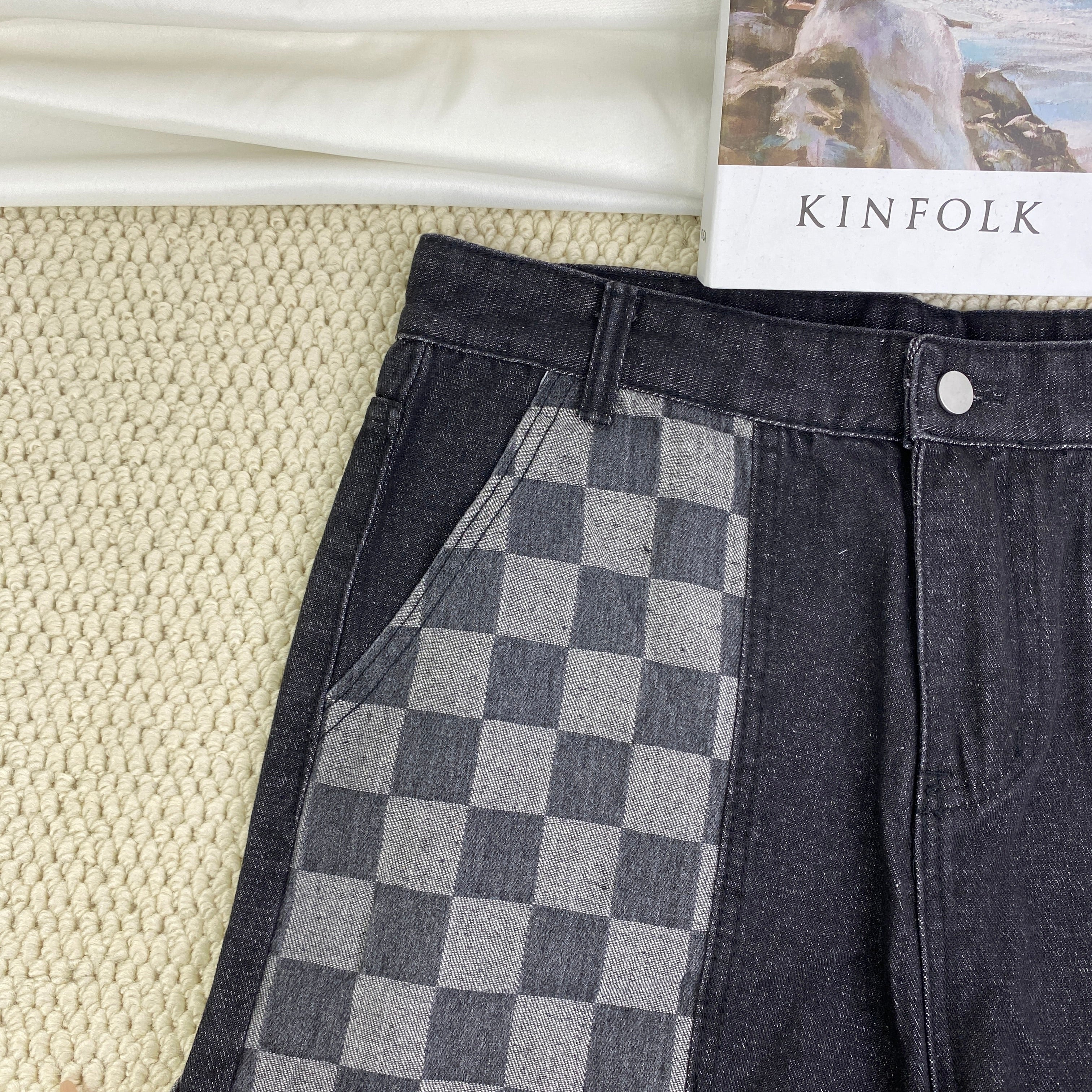 Striped wide-leg high street trousers