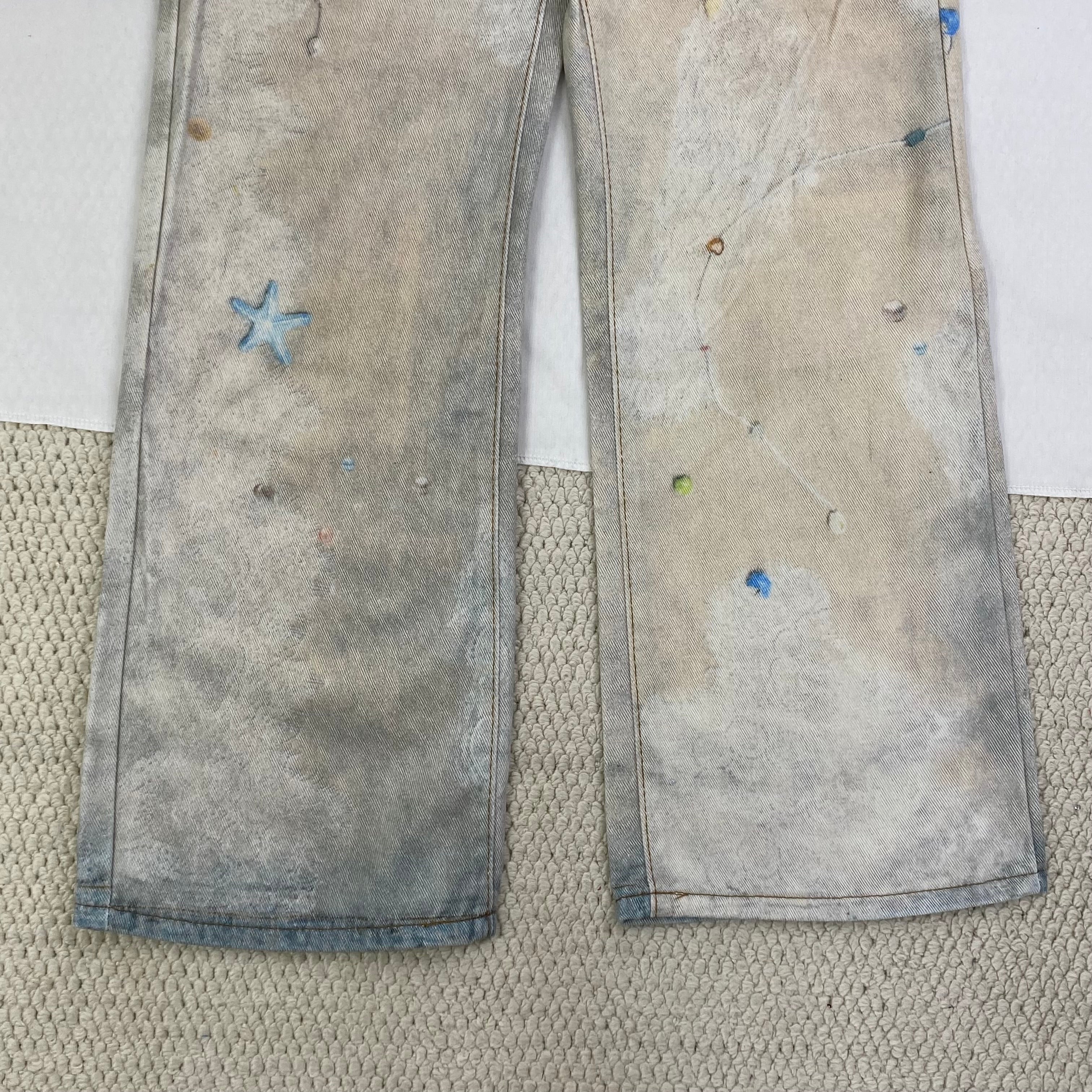3D Printed Straight Wash Denim Pants